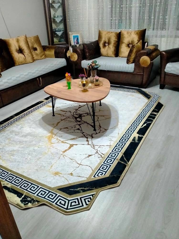 CHAİN FORM BRİLL - Kaymaz Deri Taban Makinede Yıkanabilir Salon Oturma Odası Mutfak Halısı
