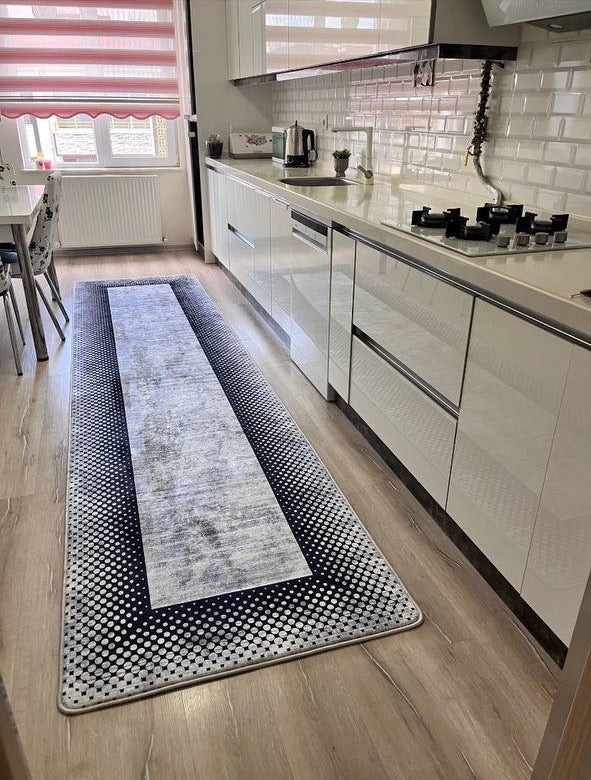 DEKA BLACK - Kaymaz Deri Taban Makinede Yıkanabilir Salon Oturma Odası Mutfak Halısı