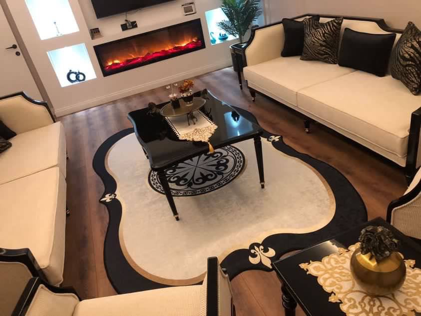 HANEDAN - Kaymaz Deri Taban Makinede Yıkanabilir Salon Oturma Odası Mutfak Halısı