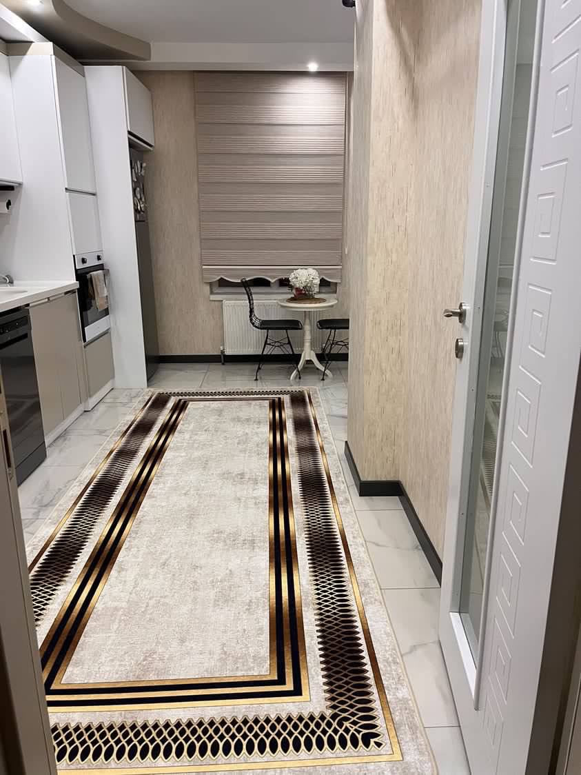 TORONTO - Kaymaz Deri Taban Makinede Yıkanabilir Salon Oturma Odası Mutfak Halısı