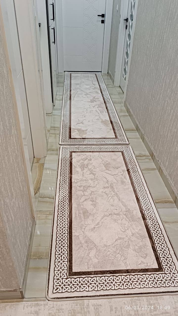 R-OLİVİA - Kaymaz Deri Taban Makinede Yıkanabilir Salon Oturma Odası Mutfak Halısı