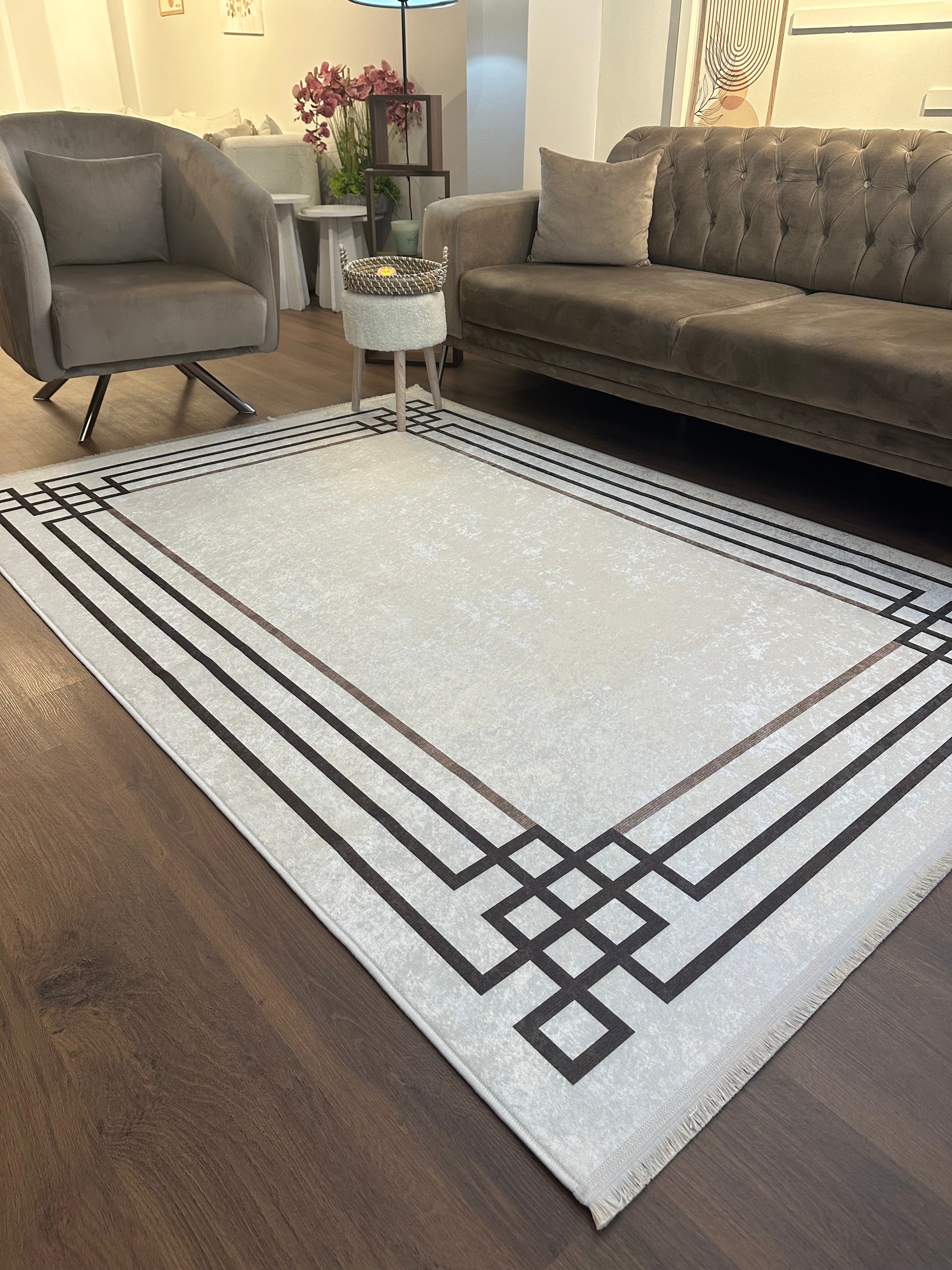 BELEN SOFT - Kaymaz Deri Taban Makinede Yıkanabilir Salon Oturma Odası Mutfak Halısı