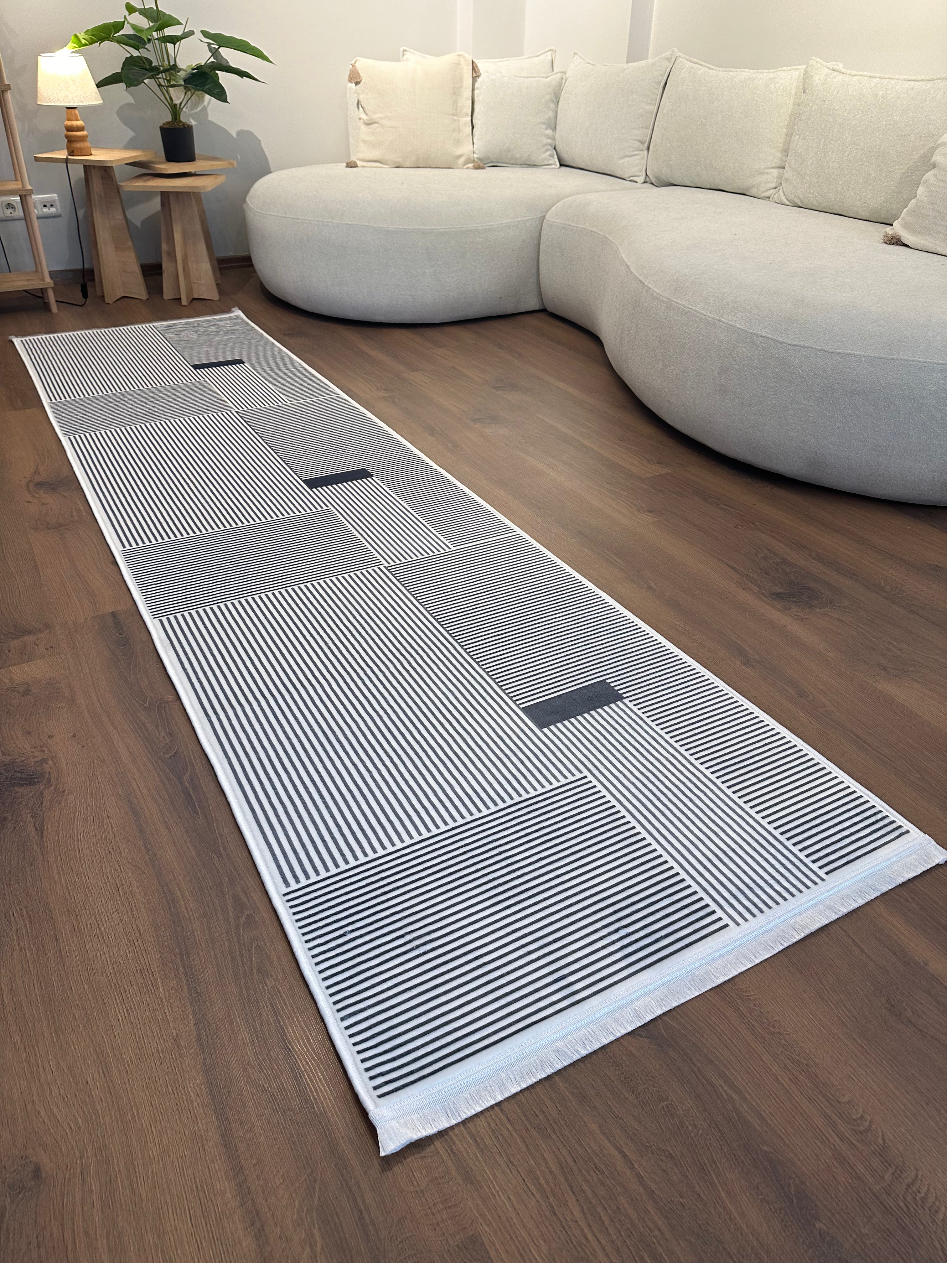 ALCANTARA - Kaymaz Deri Taban Makinede Yıkanabilir Salon Oturma Odası Mutfak Halısı