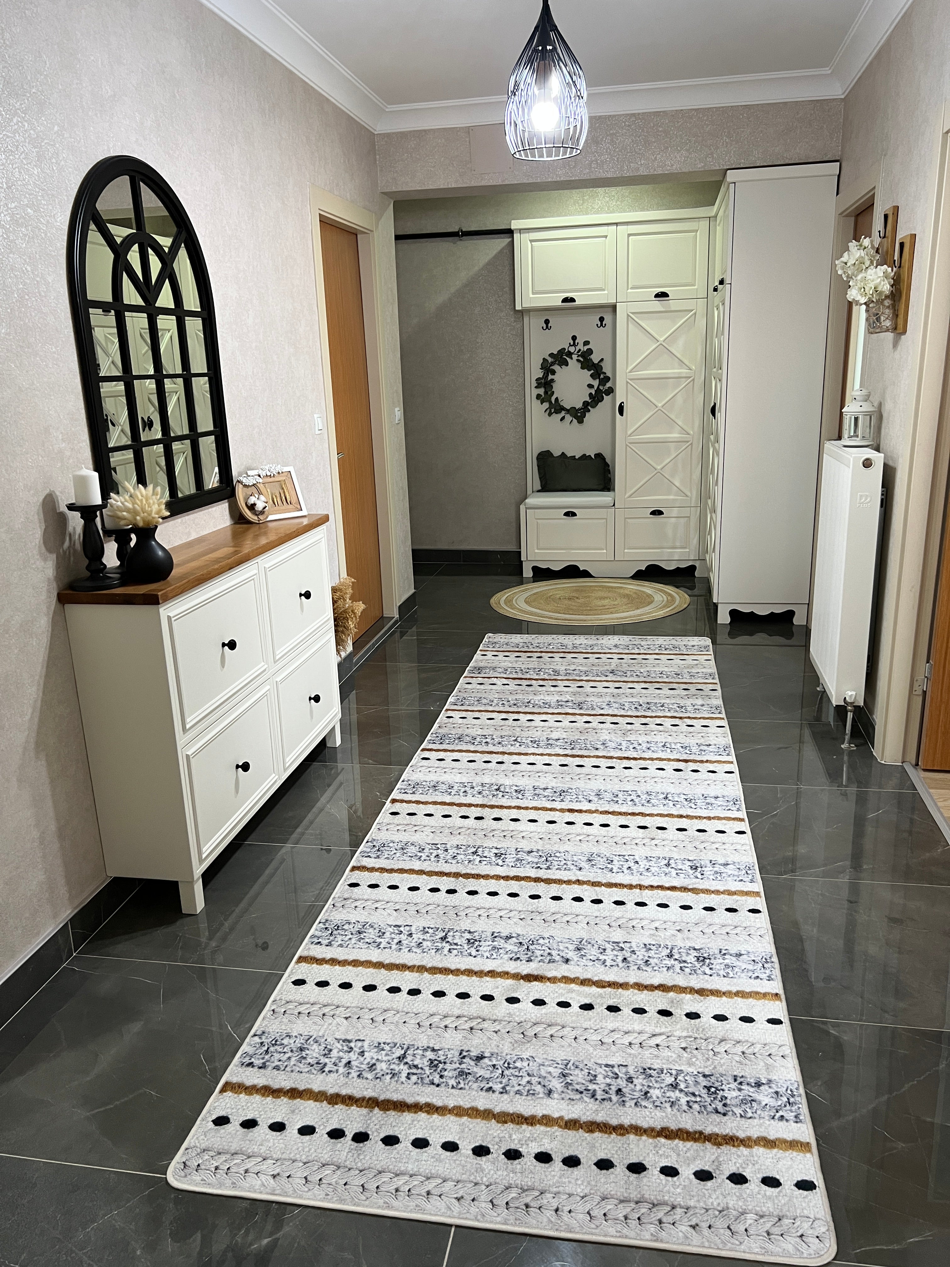 NİSAN - Kaymaz Deri Taban Makinede Yıkanabilir Salon Oturma Odası Mutfak Halısı