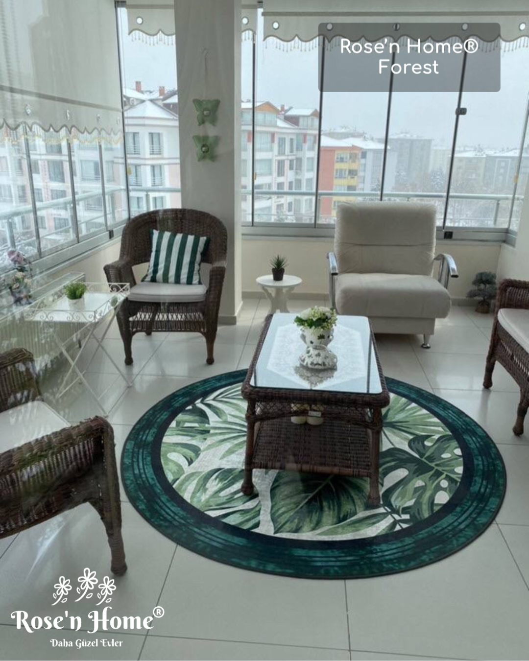 FOREST - Kaymaz Deri Taban Makinede Yıkanabilir Salon Oturma Odası Mutfak Halısı