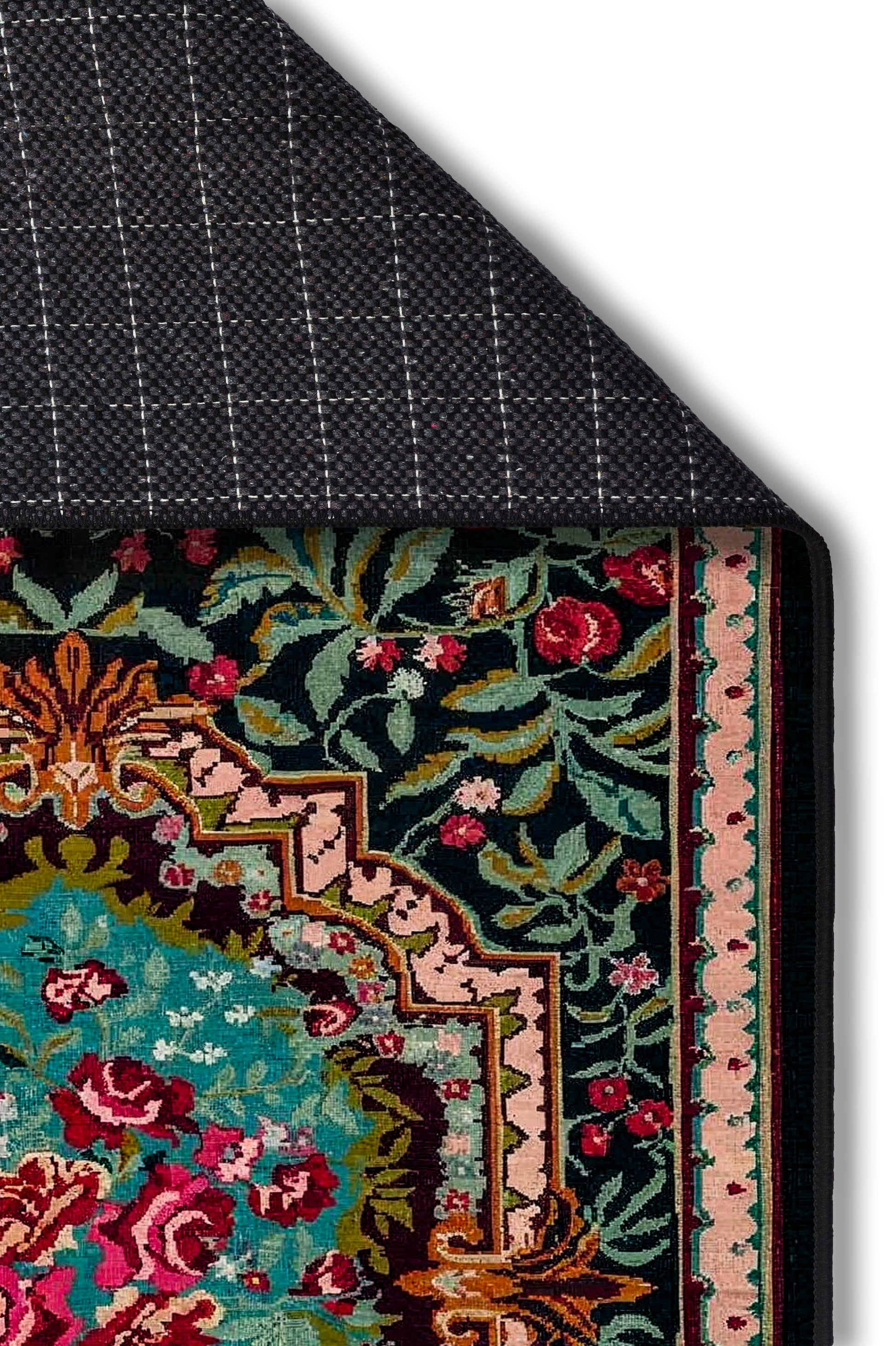 yıkanabilir kaymaz taban şönil dokuma halı 80x300 siyah; renkli