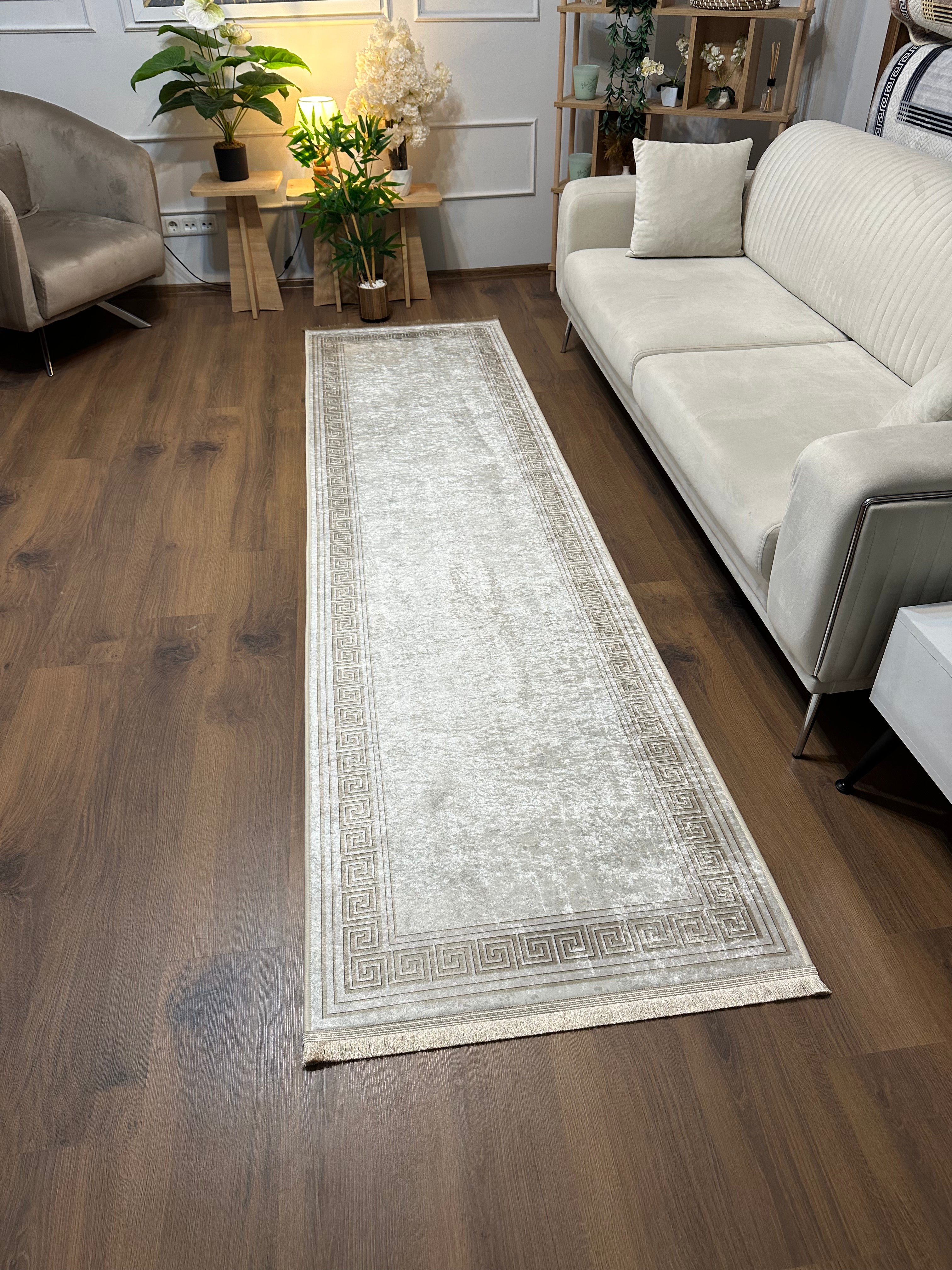 TAMPA VİZON - Kaymaz Deri Taban Makinede Yıkanabilir Salon Oturma Odası Mutfak Halısı