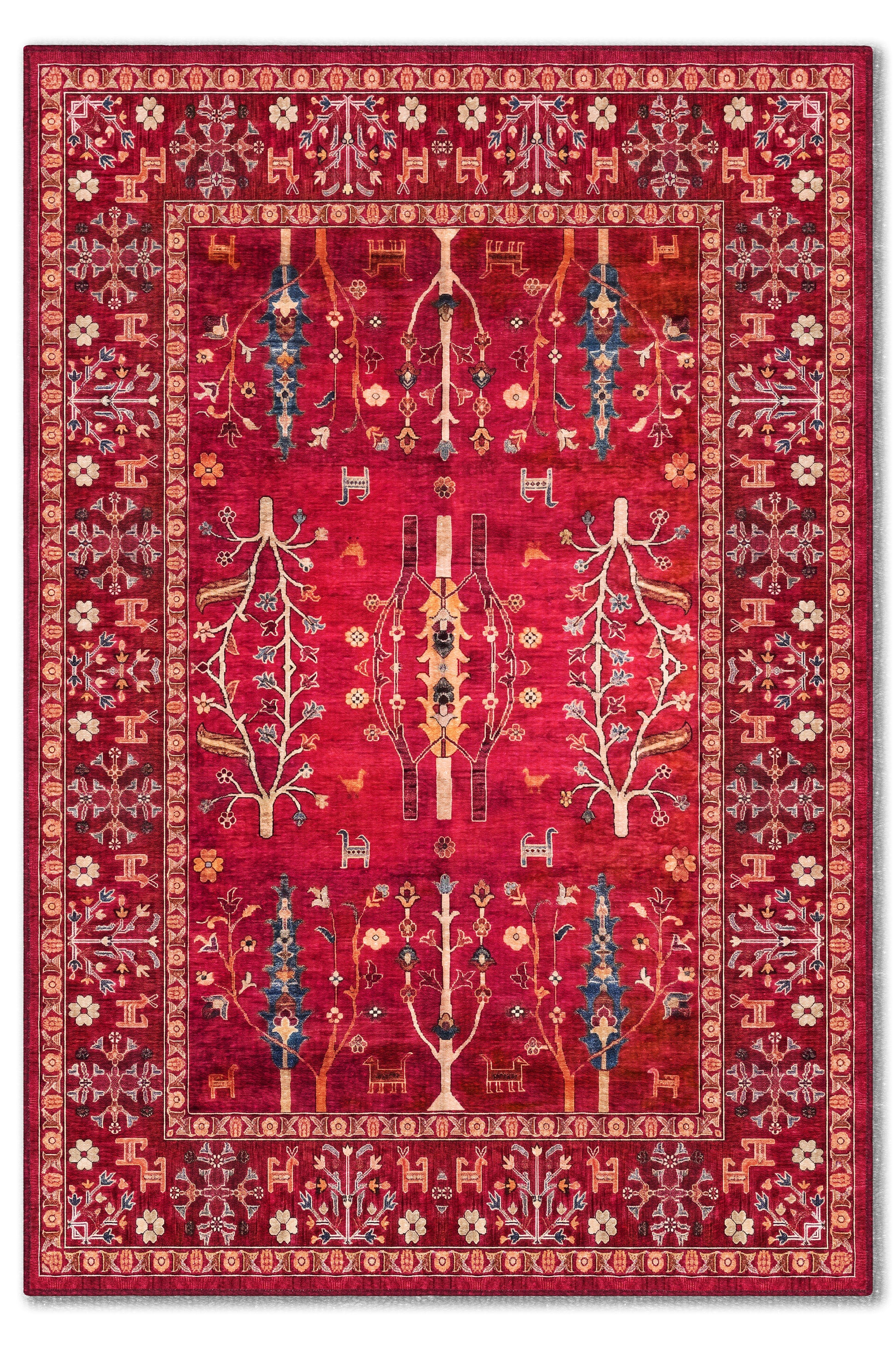 yıkanabilir kaymaz taban şönil dokuma halı 80x150 kirmizi; renkli