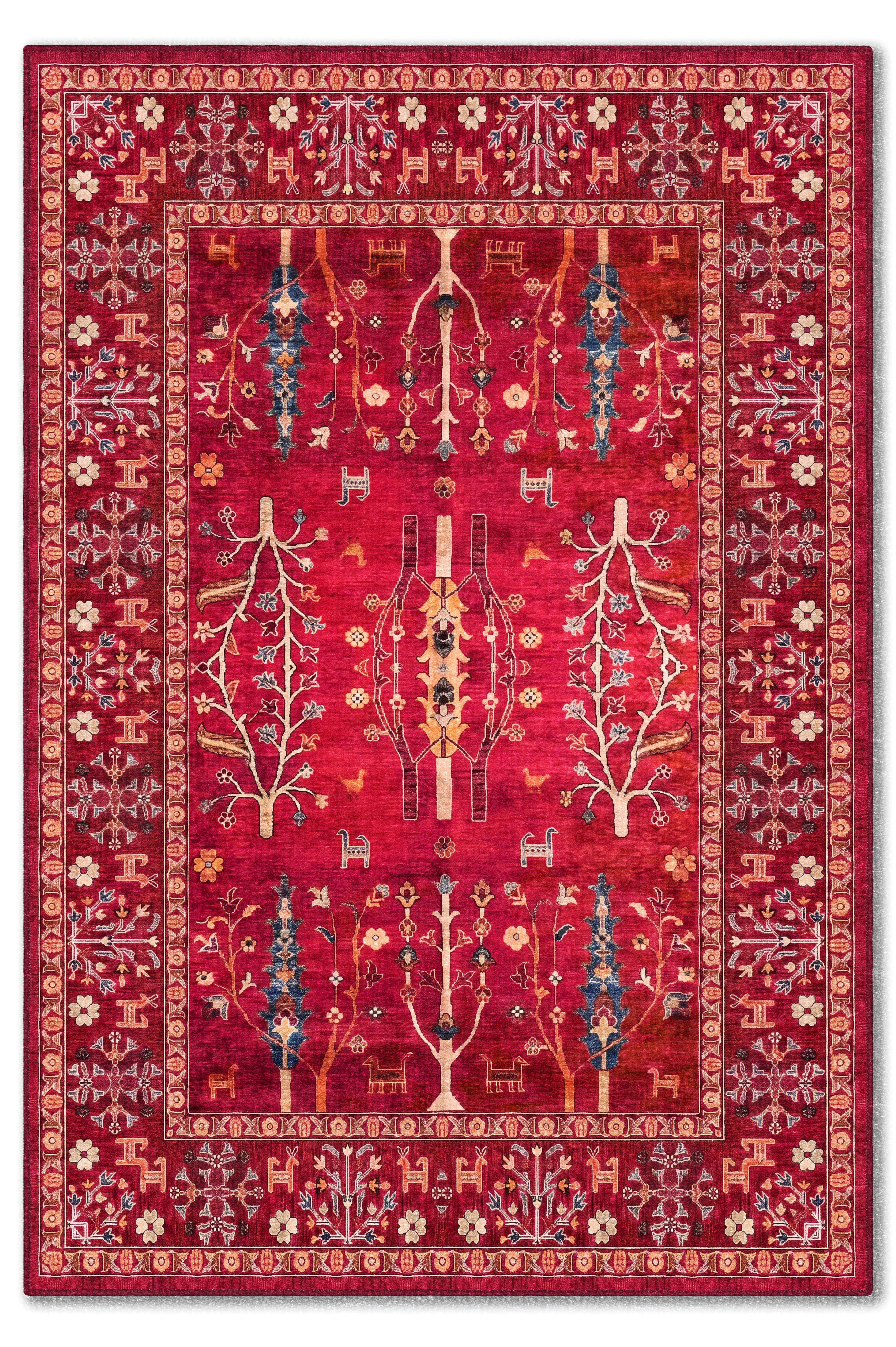 yıkanabilir kaymaz taban şönil dokuma halı 80x150 kirmizi; renkli