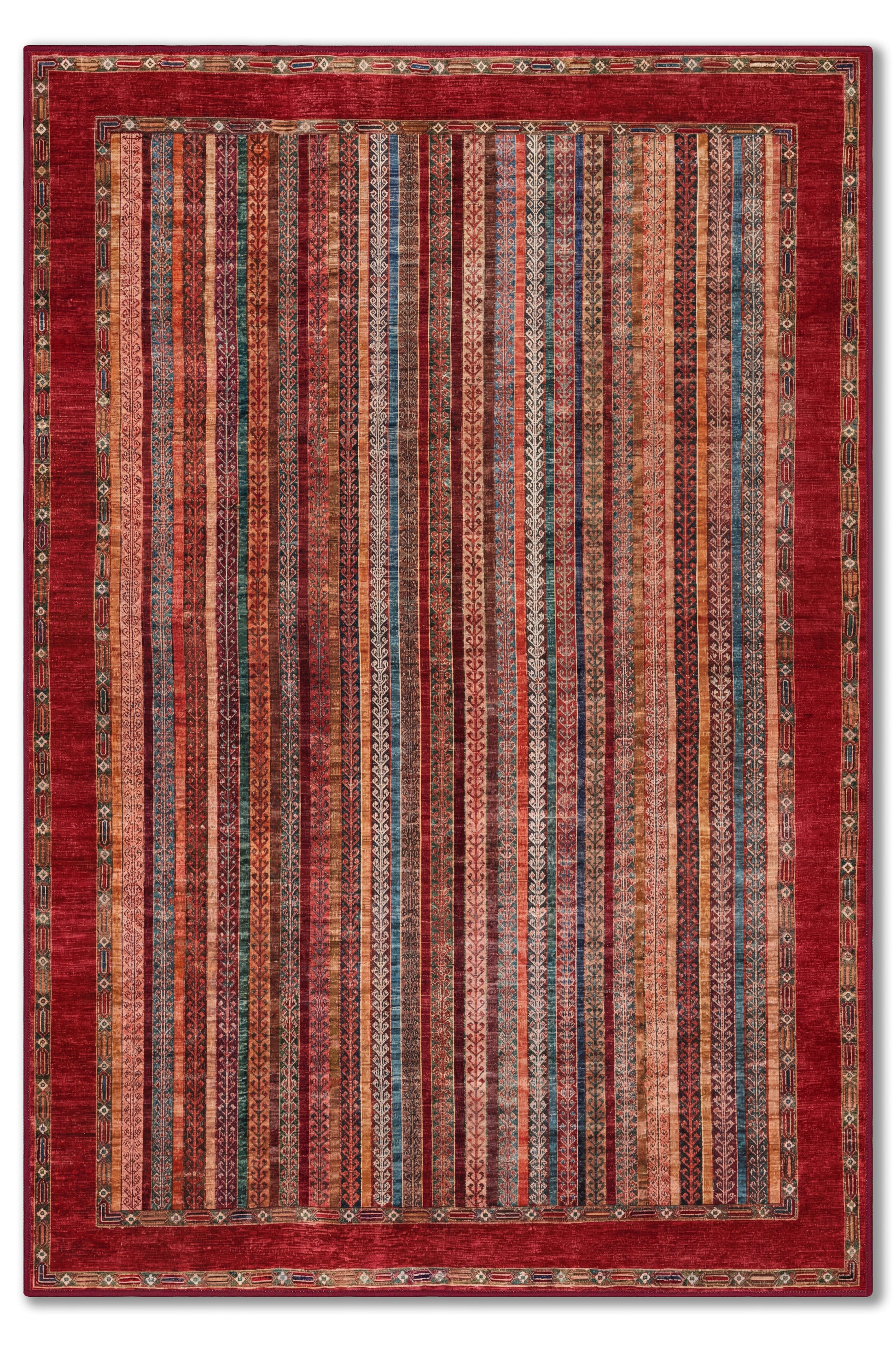 yıkanabilir kaymaz taban şönil dokuma halı 80x150 kirmizi; renkli