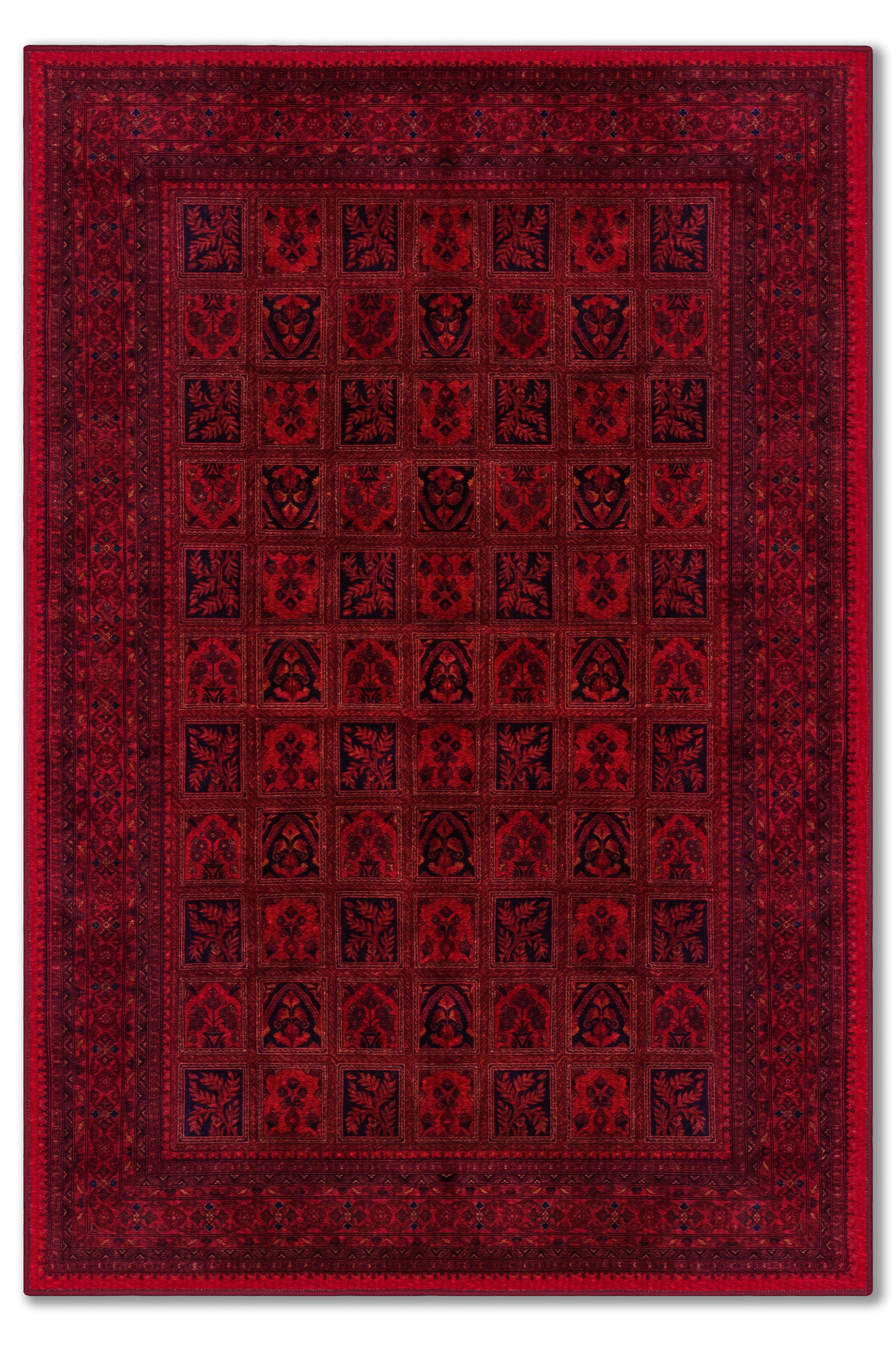 yıkanabilir kaymaz taban şönil dokuma halı 80x150 kirmizi; siyah