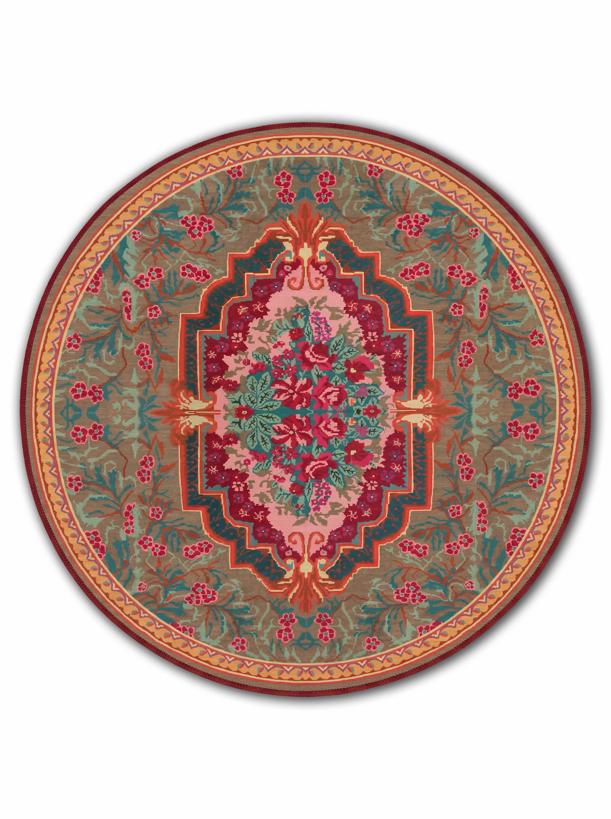 yıkanabilir kaymaz taban şönil dokuma halı 140x200 kahverengi; turuncu; renkli