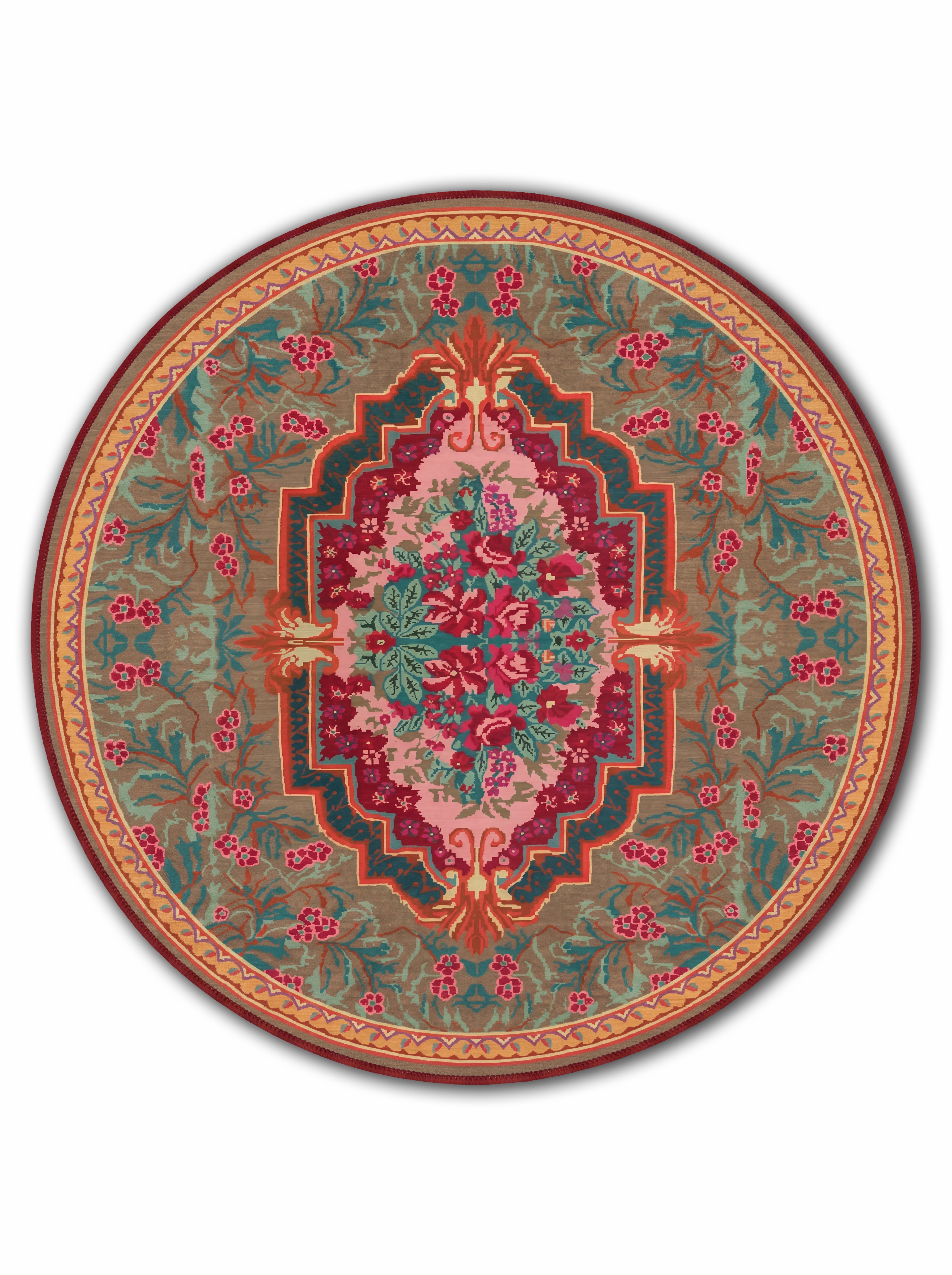 yıkanabilir kaymaz taban şönil dokuma halı 140x200 kahverengi; turuncu; renkli