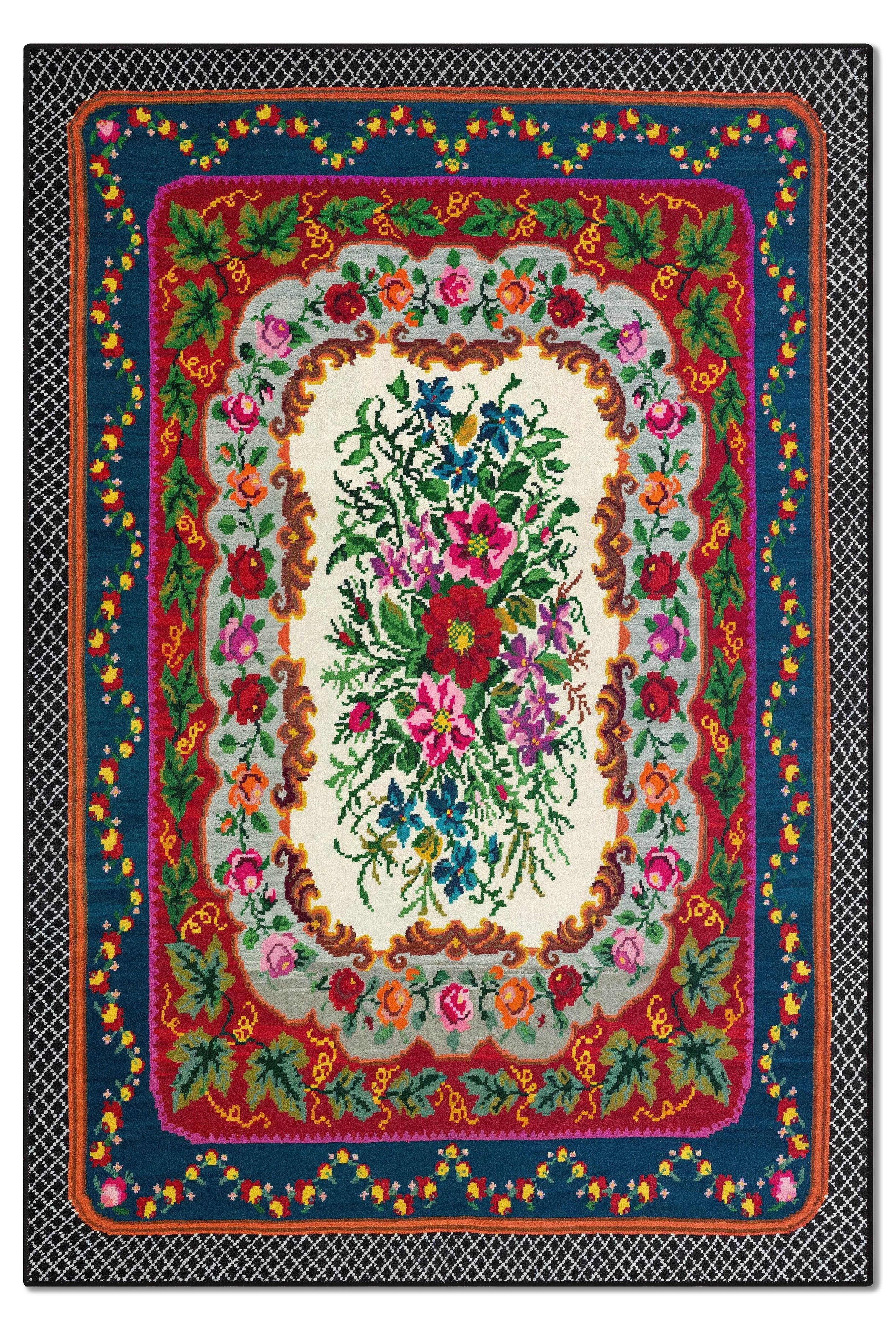 yıkanabilir kaymaz taban şönil dokuma halı 80x150 kirmizi; lacivert; renkli