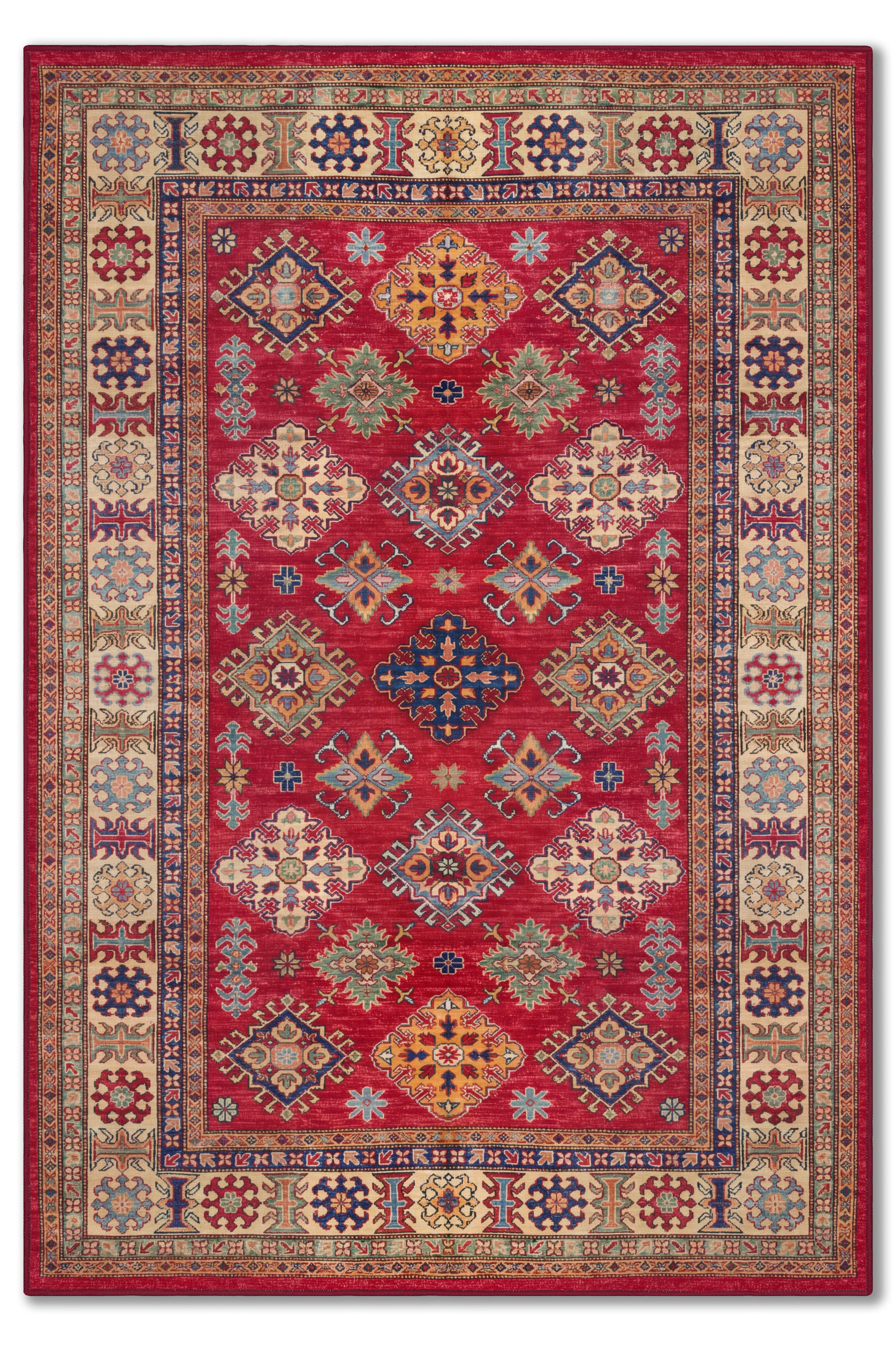 yıkanabilir kaymaz taban şönil dokuma halı 80x150 kirmizi; renkli