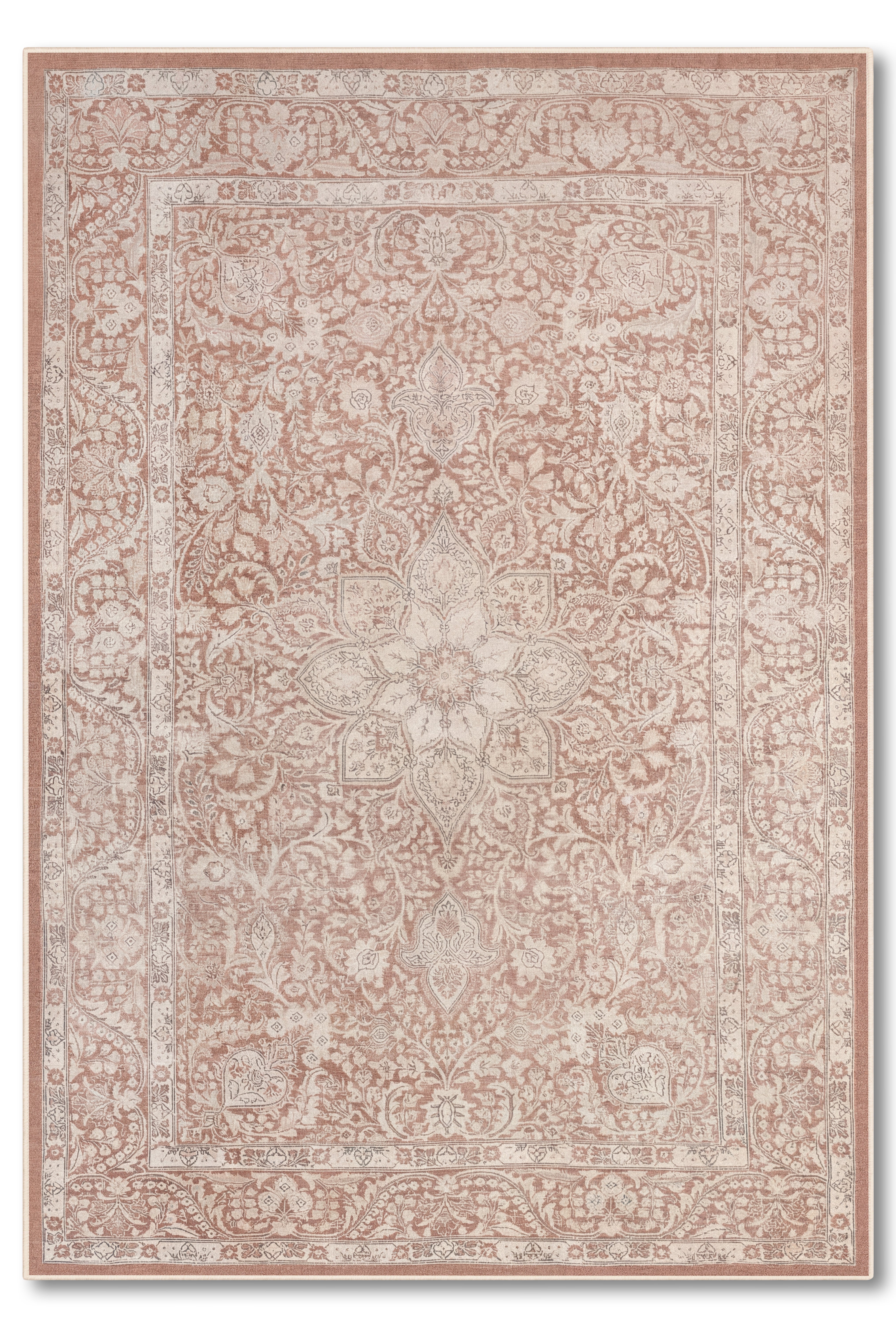 yıkanabilir kaymaz taban şönil dokuma halı 80x150 kahverengi; krem