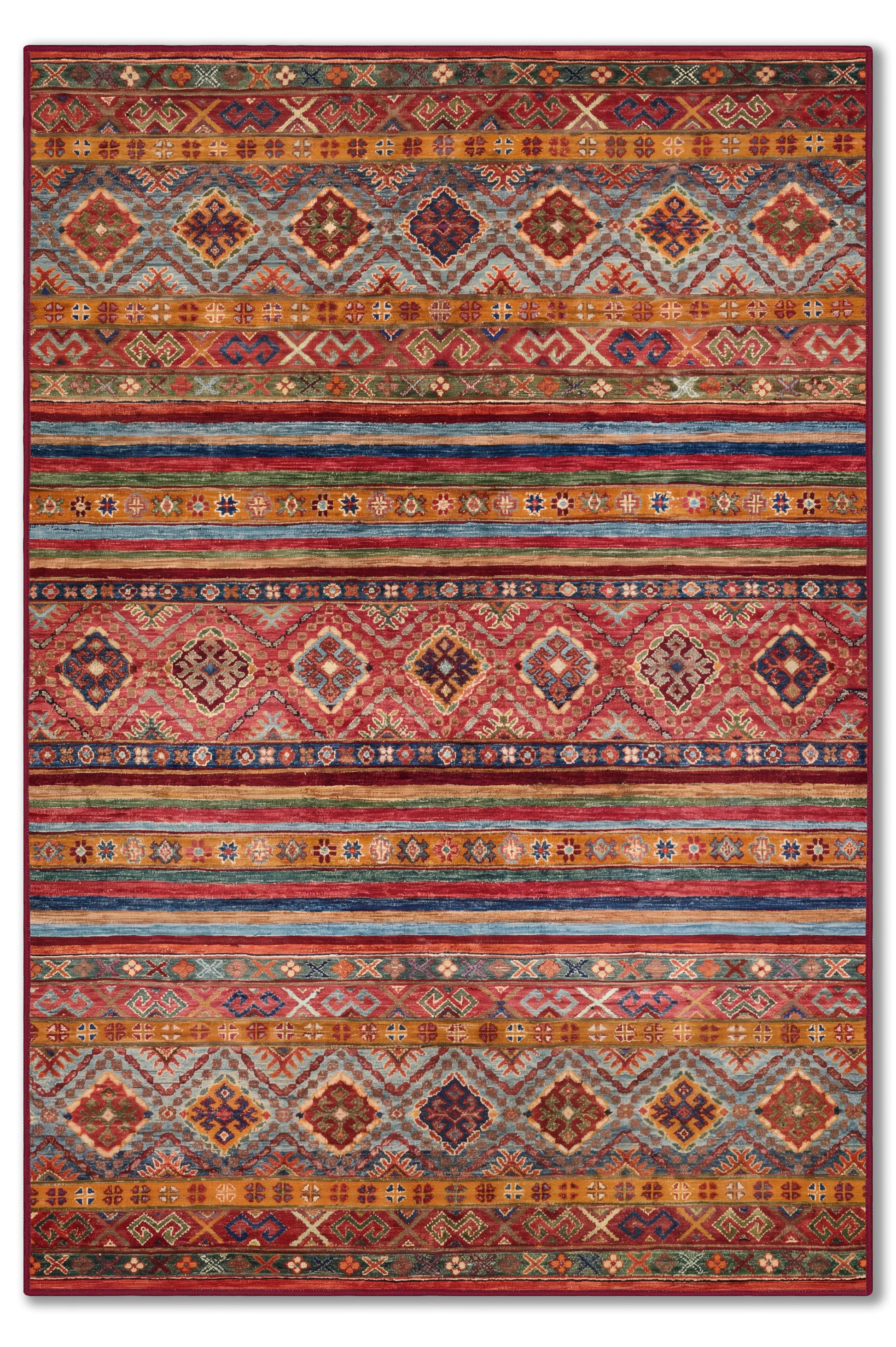 yıkanabilir kaymaz taban şönil dokuma halı 80x150 kirmizi; turuncu; renkli