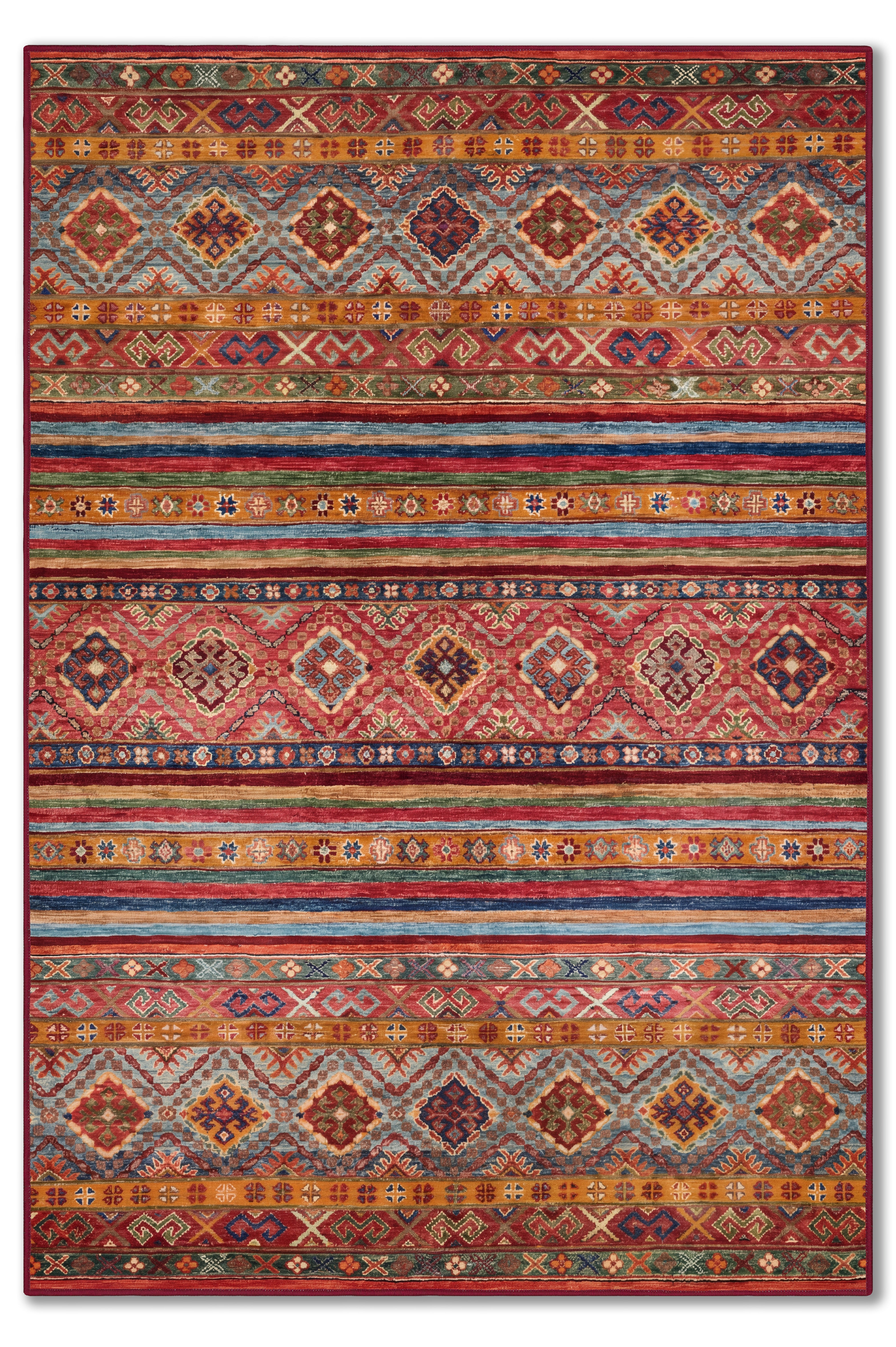 yıkanabilir kaymaz taban şönil dokuma halı 80x150 kirmizi; turuncu; renkli