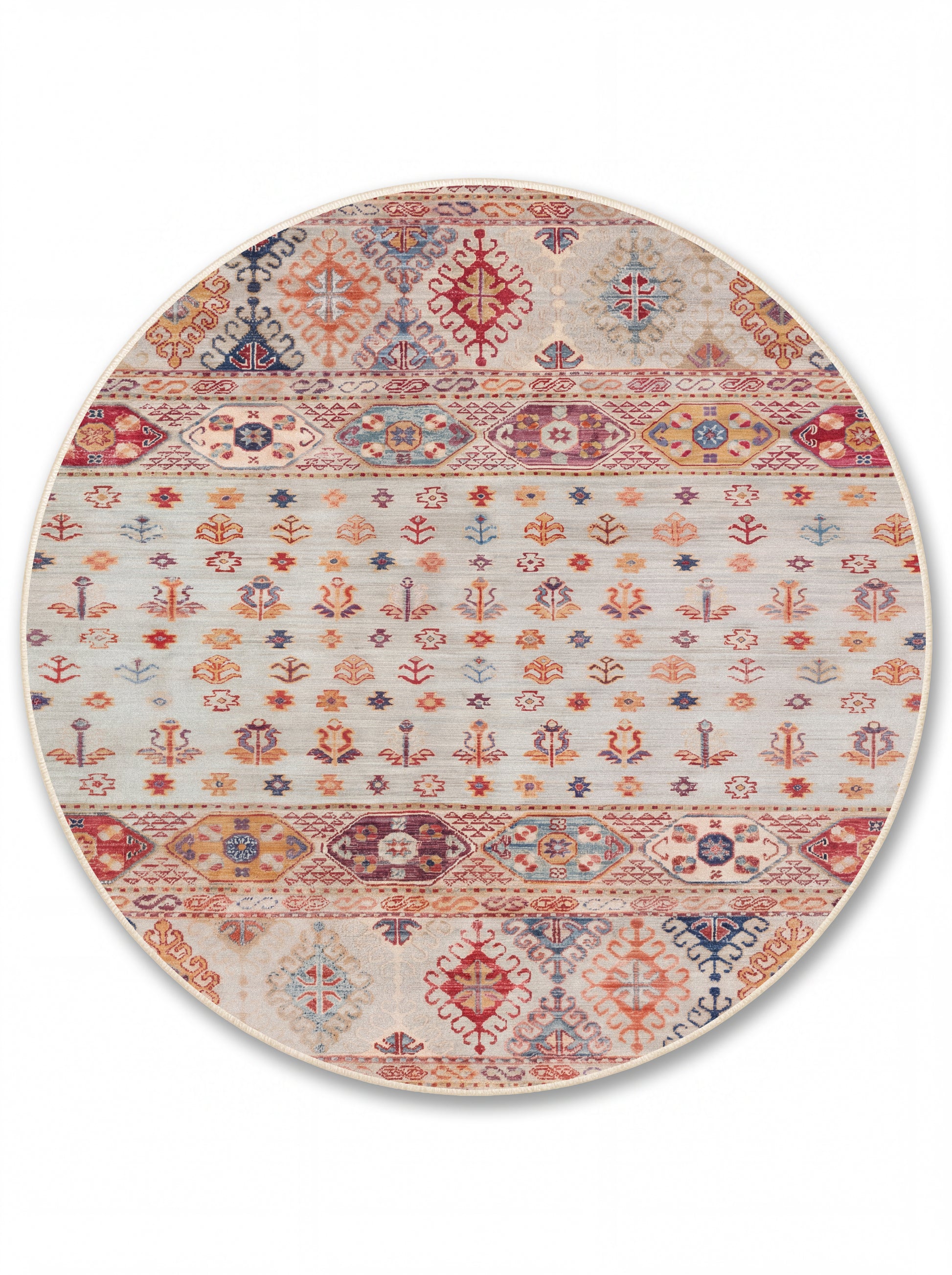 yıkanabilir kaymaz taban şönil dokuma halı 140x200 krem; renkli