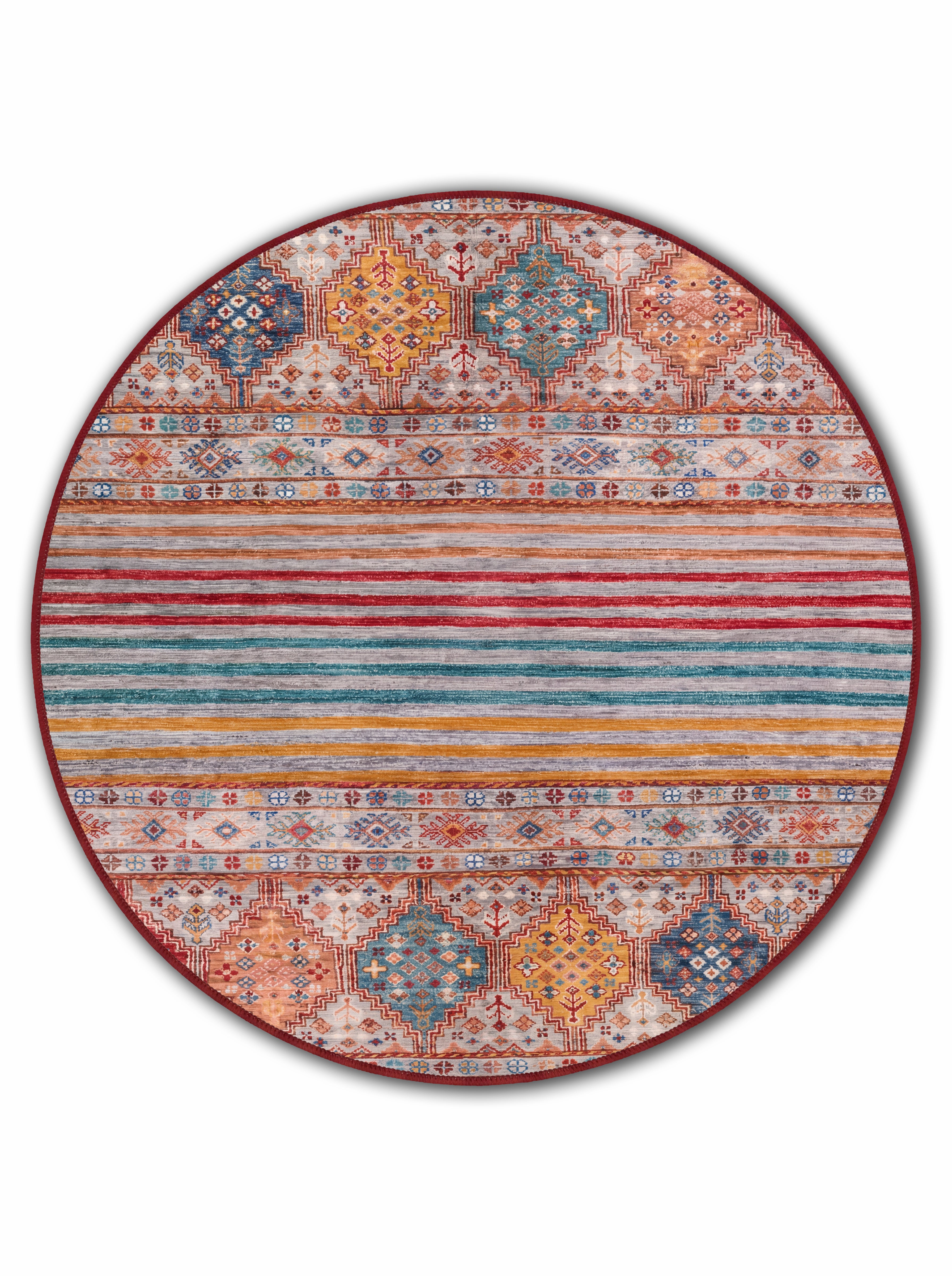 yıkanabilir kaymaz taban şönil dokuma halı 140x200 kirmizi; turuncu; renkli