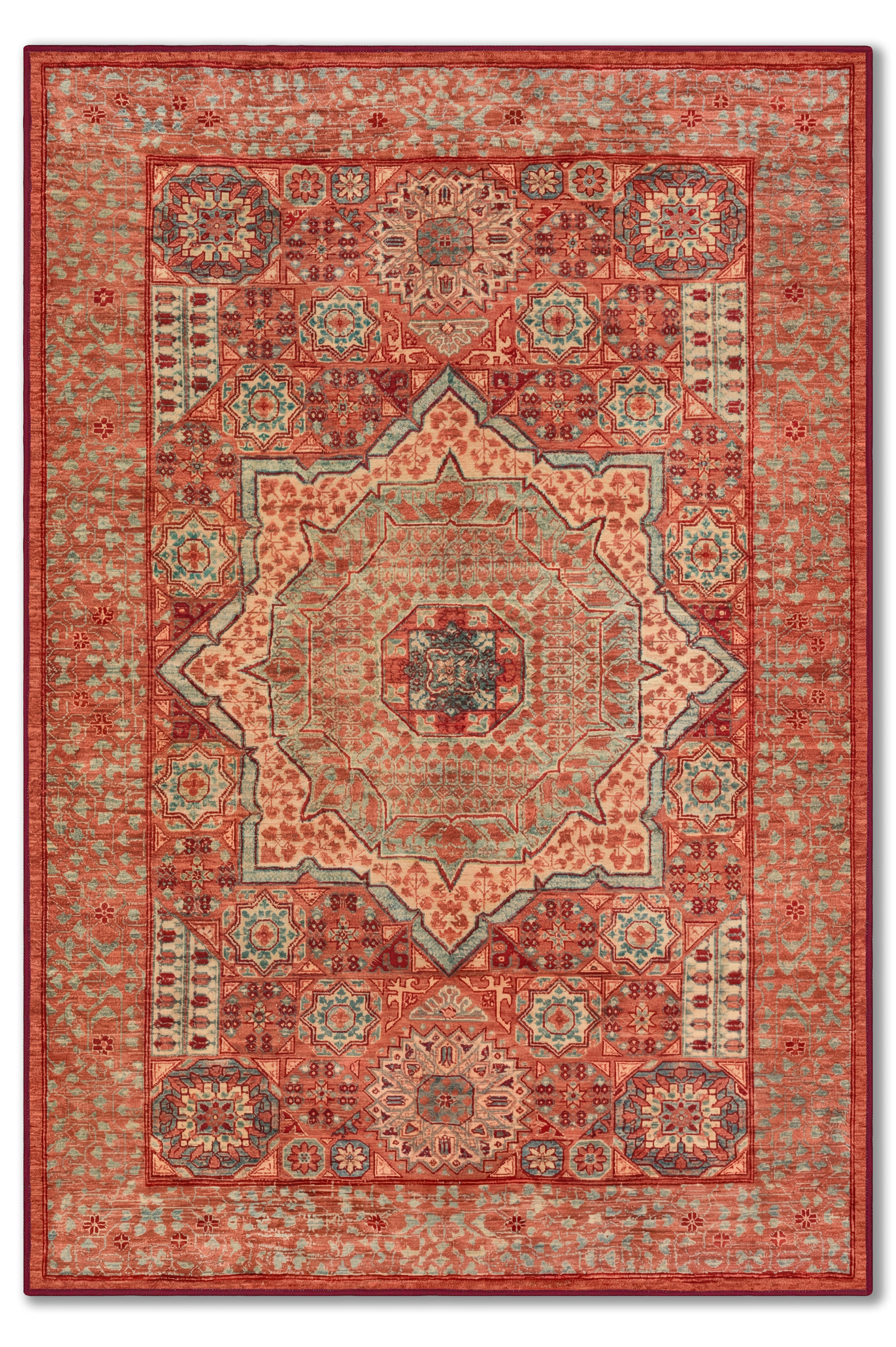 yıkanabilir kaymaz taban şönil dokuma halı 80x150 kirmizi; turuncu; renkli
