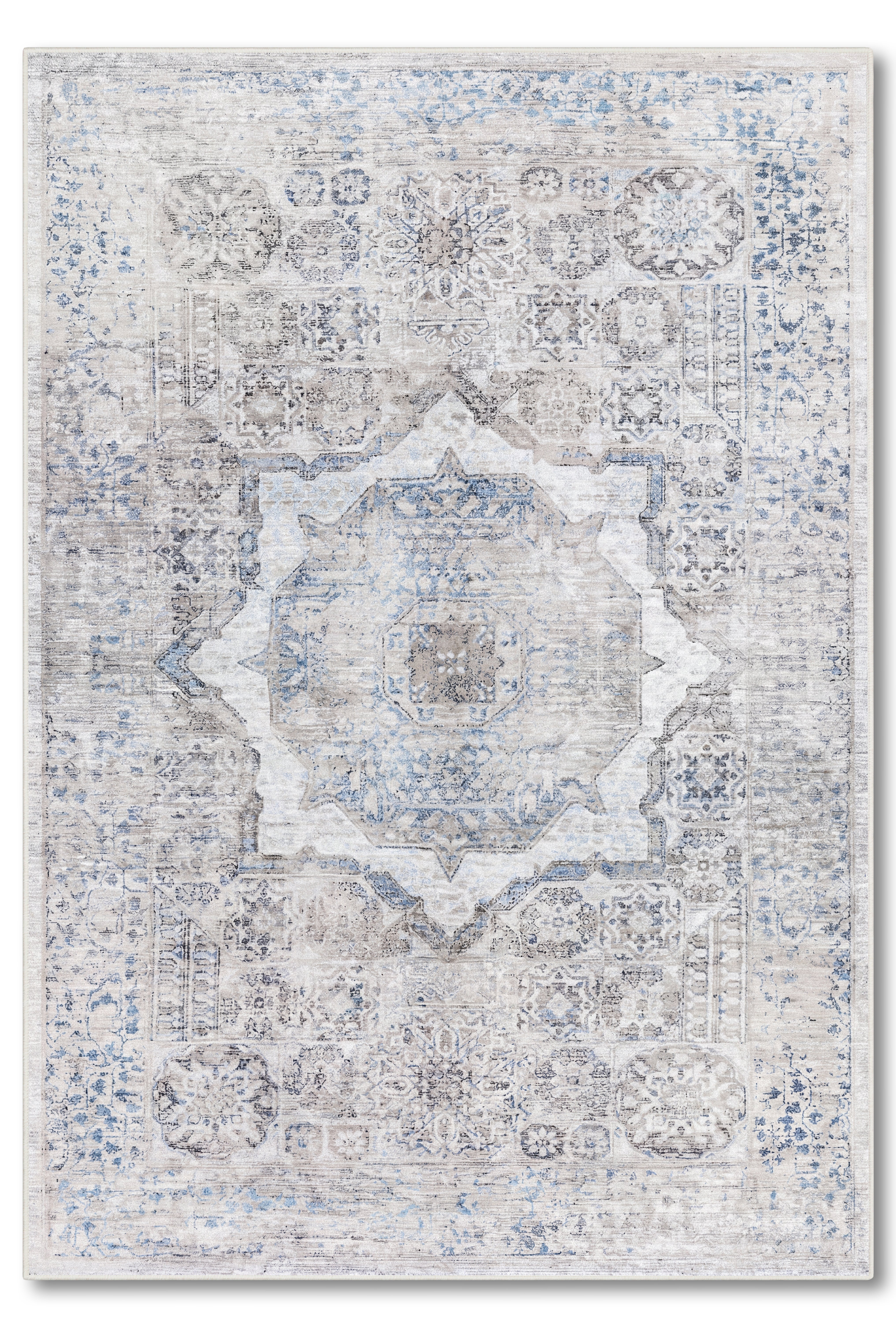 yıkanabilir kaymaz taban şönil dokuma halı 80x150 gri; mavi