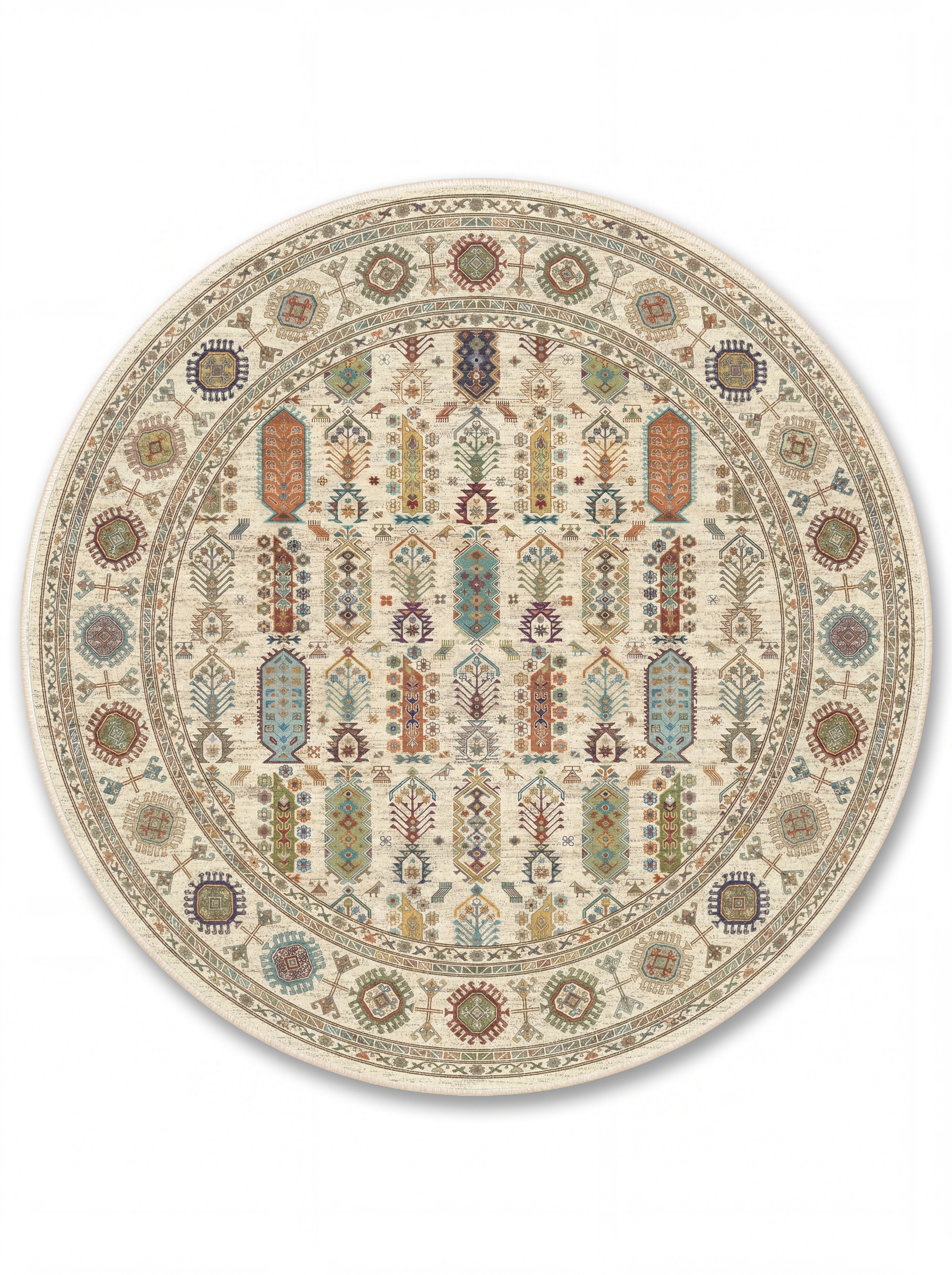 yıkanabilir kaymaz taban şönil dokuma halı 140x200 krem; renkli