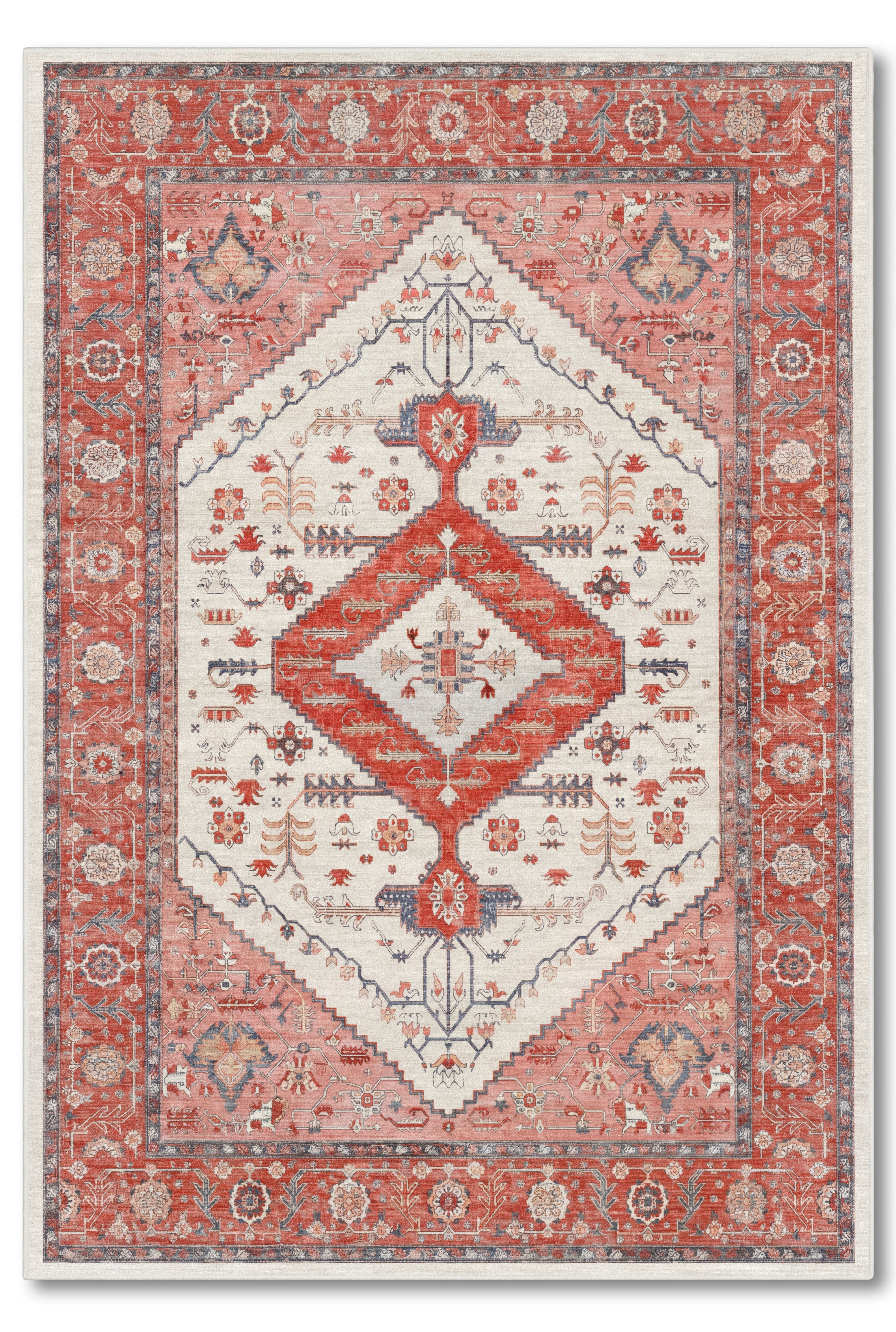 yıkanabilir kaymaz taban şönil dokuma halı 80x150 kirmizi; gul-kurusu