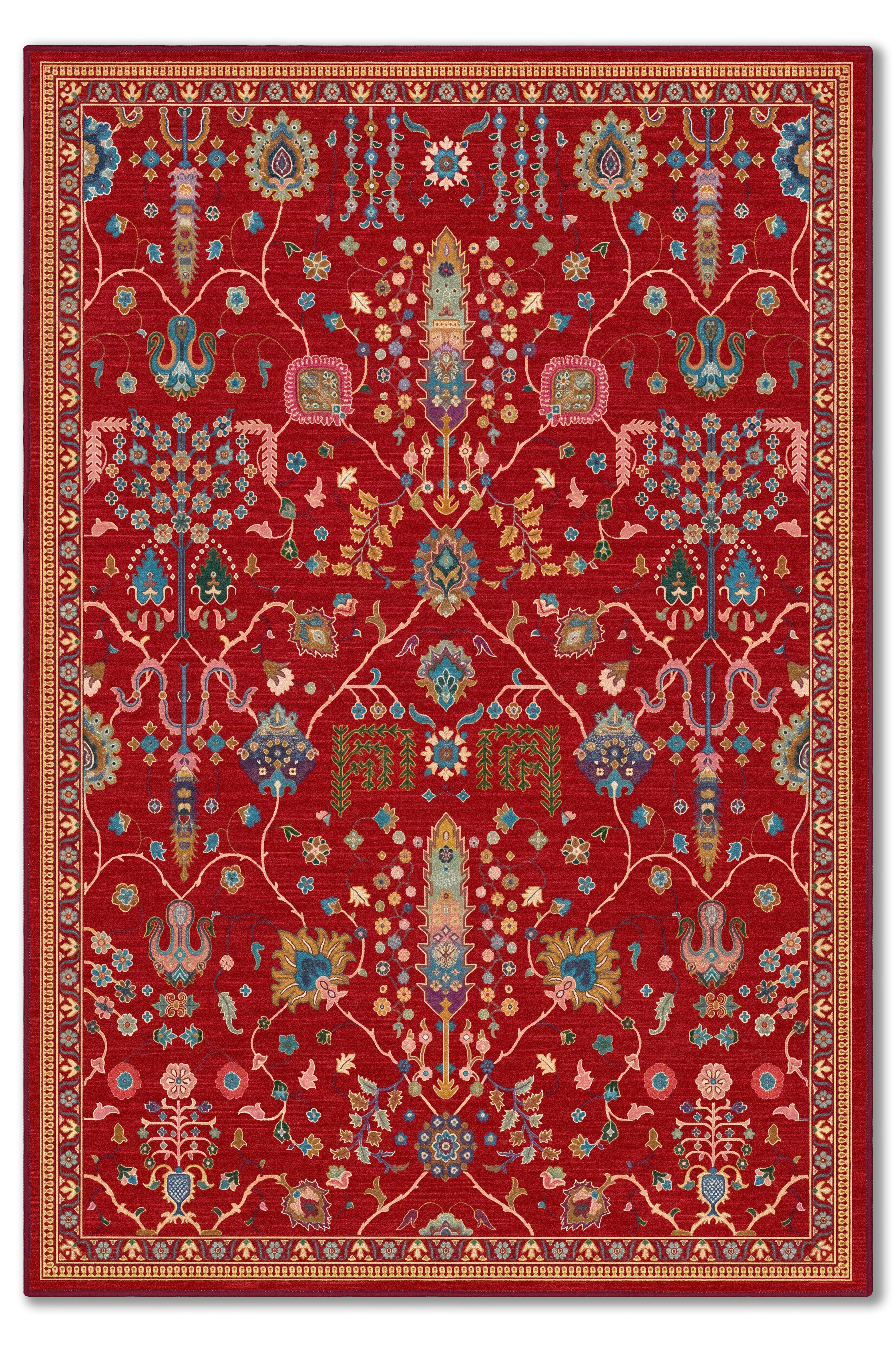 yıkanabilir kaymaz taban şönil dokuma halı 80x150 kirmizi; renkli