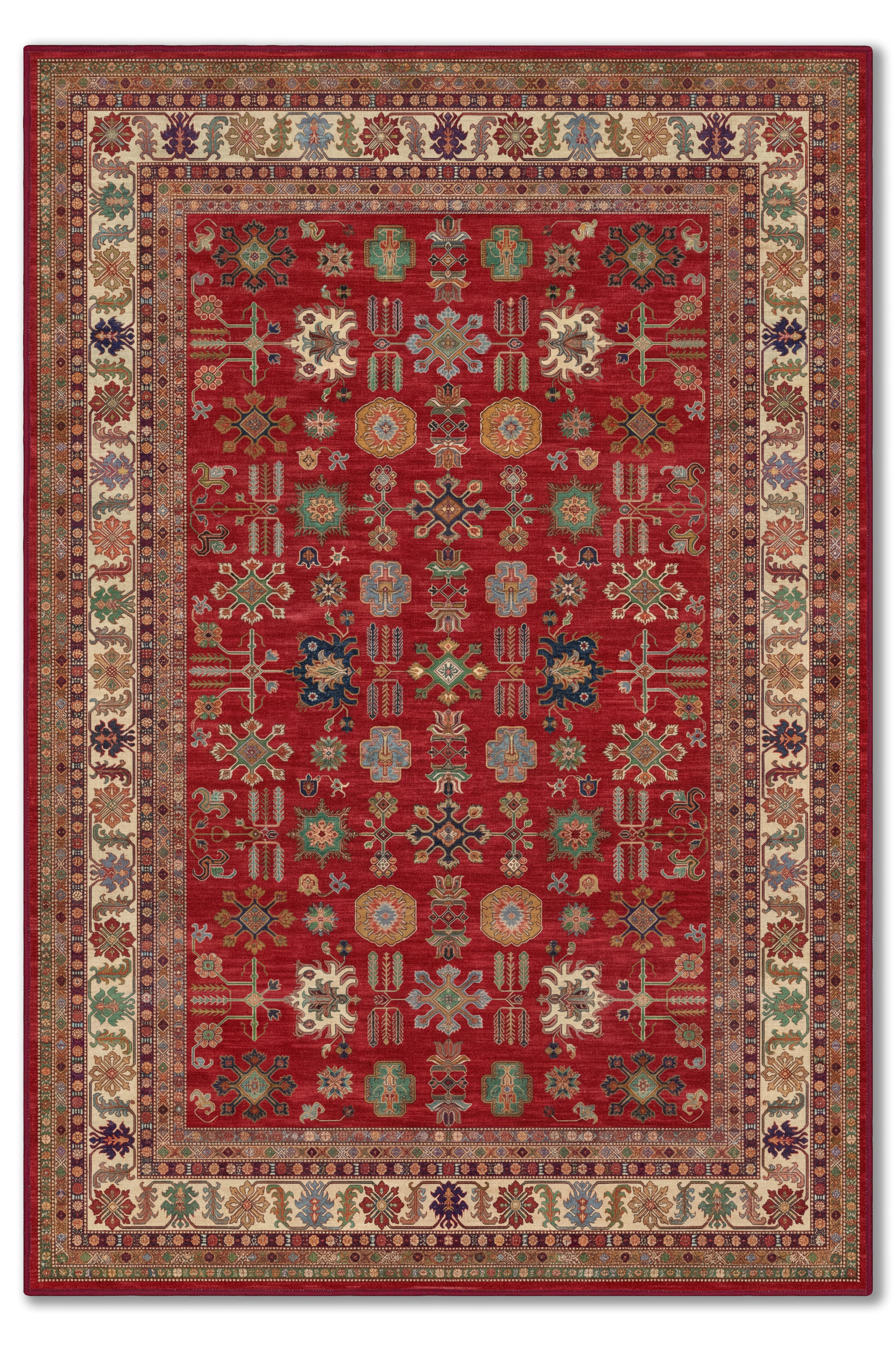 yıkanabilir kaymaz taban şönil dokuma halı 80x150 kirmizi; renkli