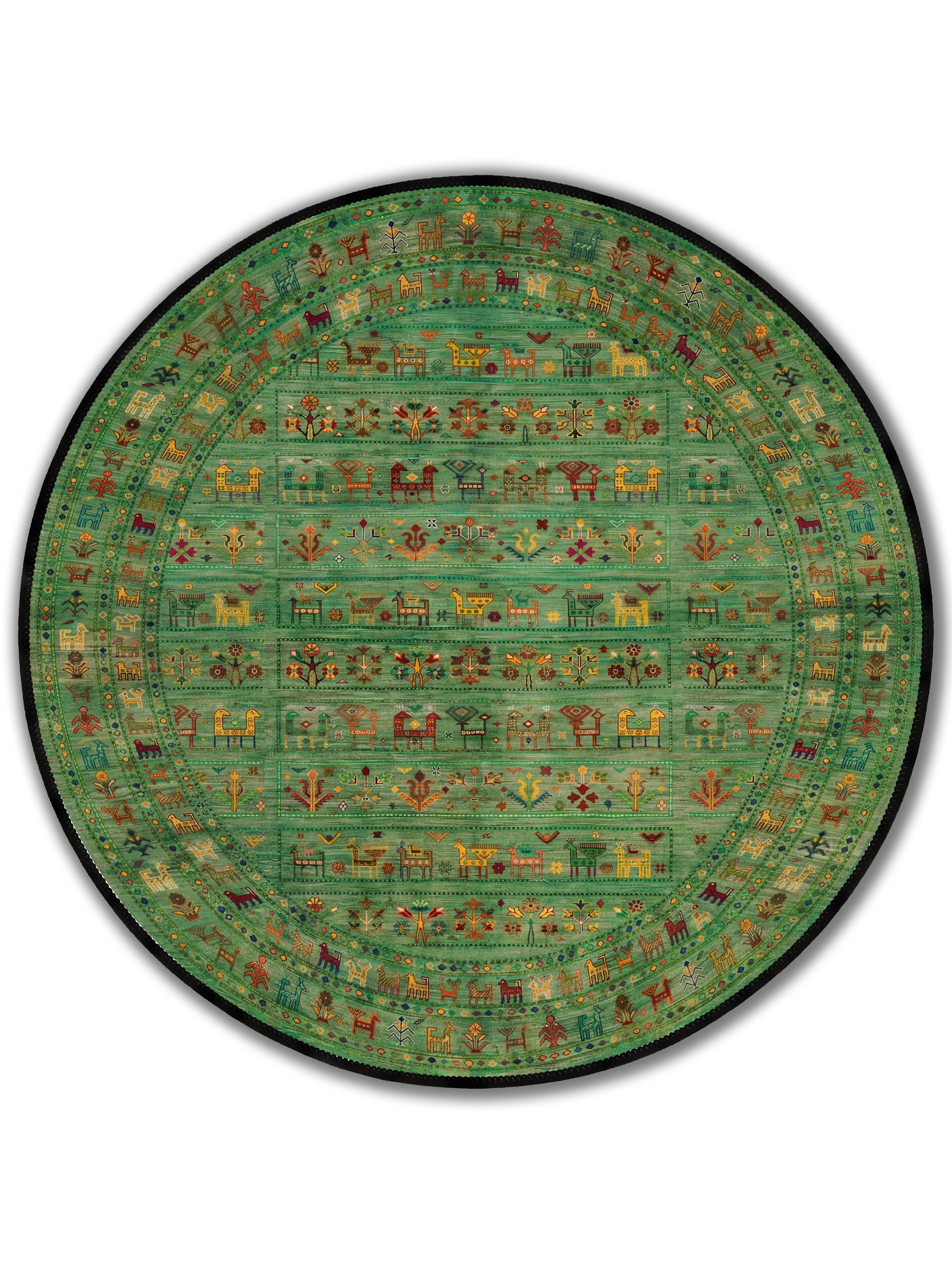 yıkanabilir kaymaz taban şönil dokuma halı 140x200 yesil; renkli