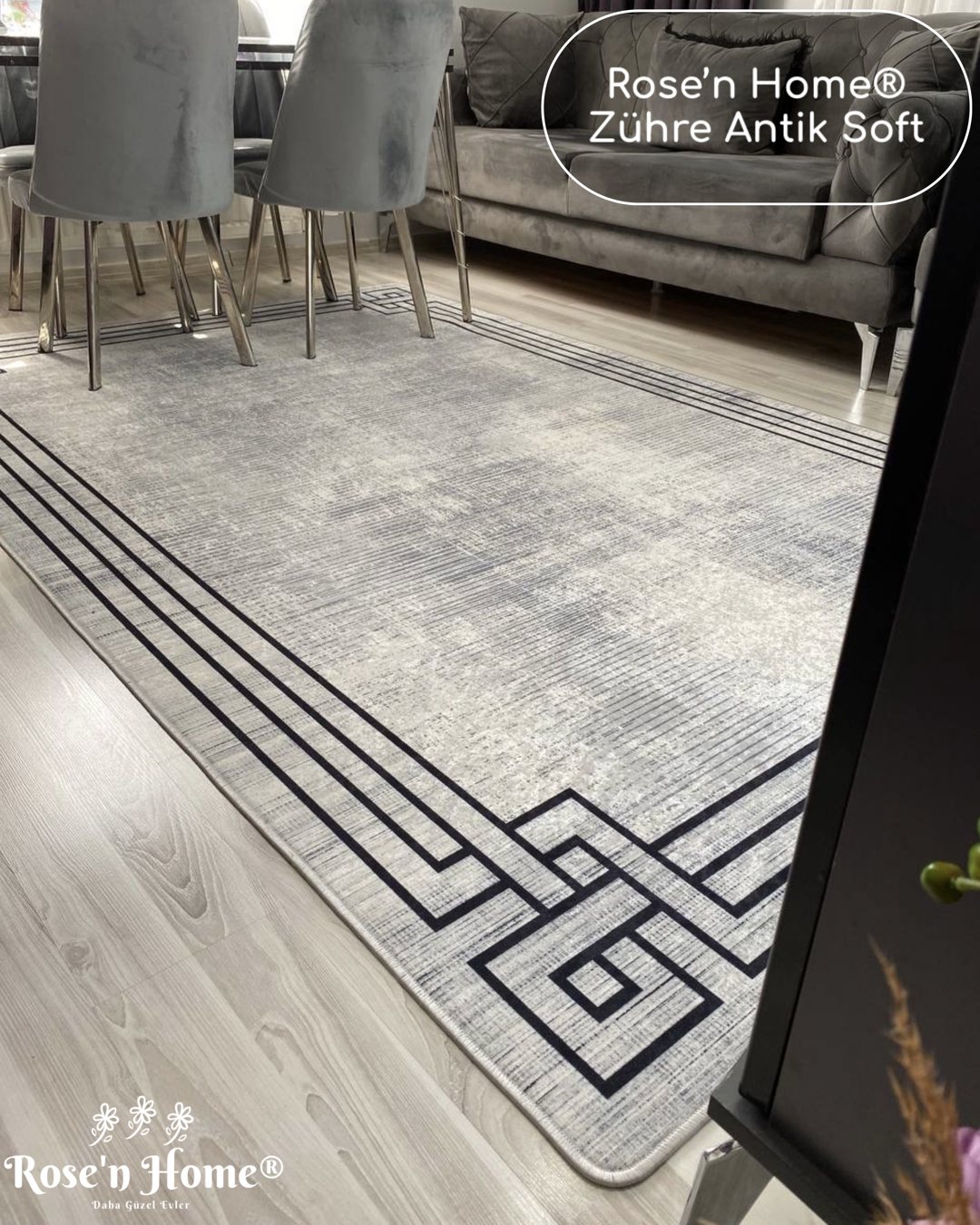 ZÜHRE ANTİK SOFT - Kaymaz Deri Taban Makinede Yıkanabilir Salon Oturma Odası Mutfak Halısı