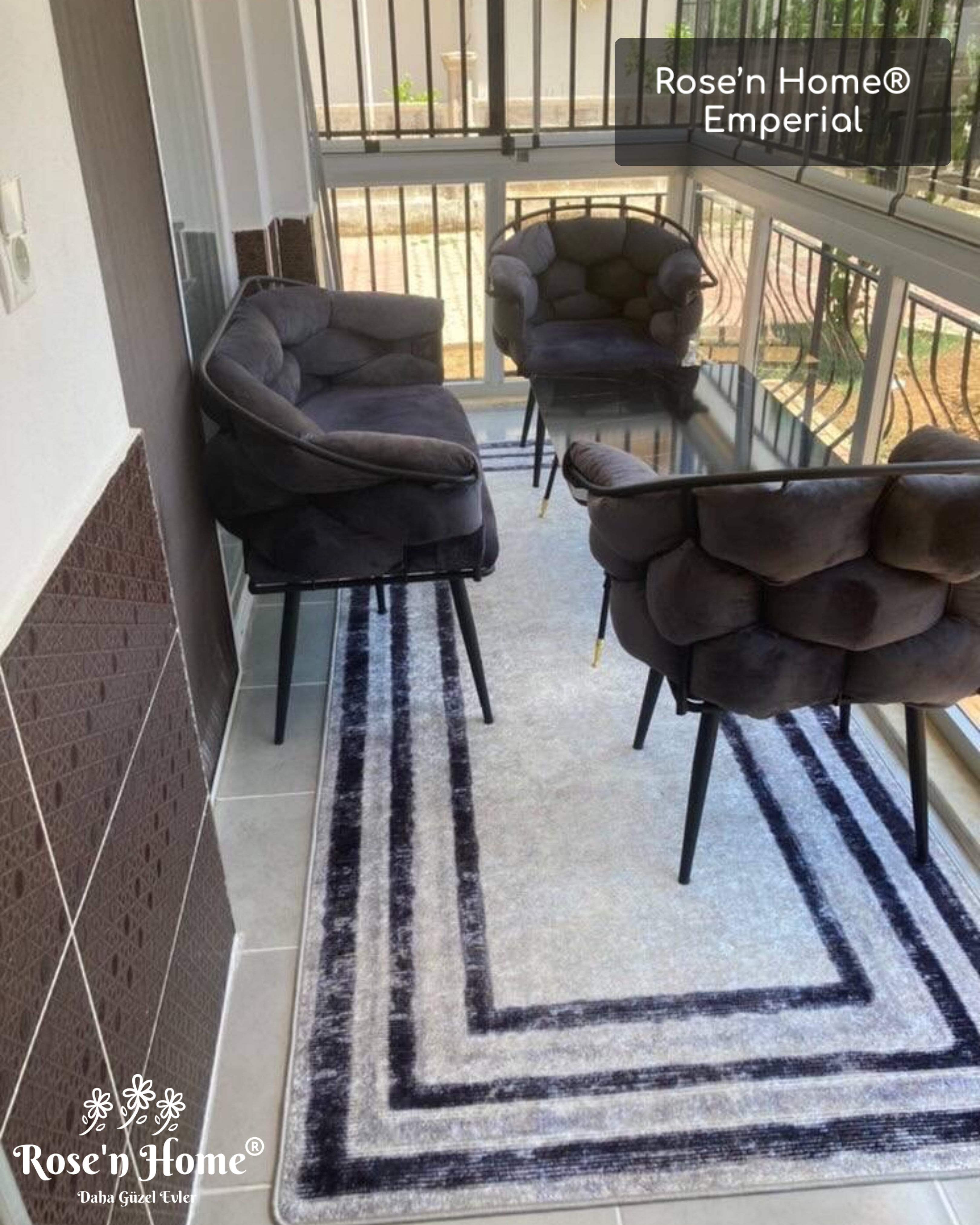 EMPERİAL - Kaymaz Deri Taban Makinede Yıkanabilir Salon Oturma Odası Mutfak Halısı
