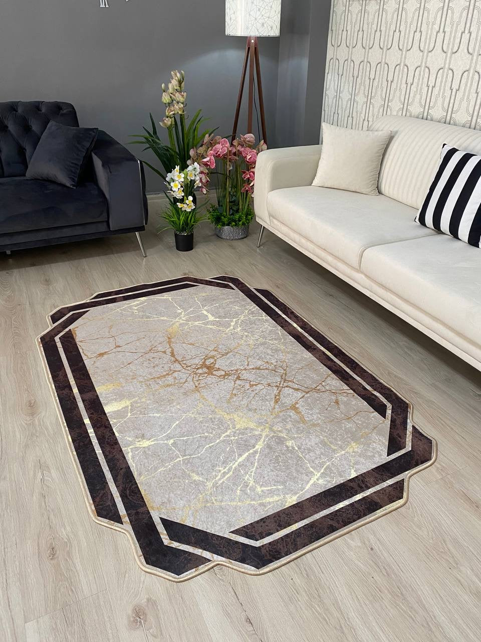 FRAME FORM BRİLL - Kaymaz Deri Taban Makinede Yıkanabilir Salon Oturma Odası Mutfak Halısı