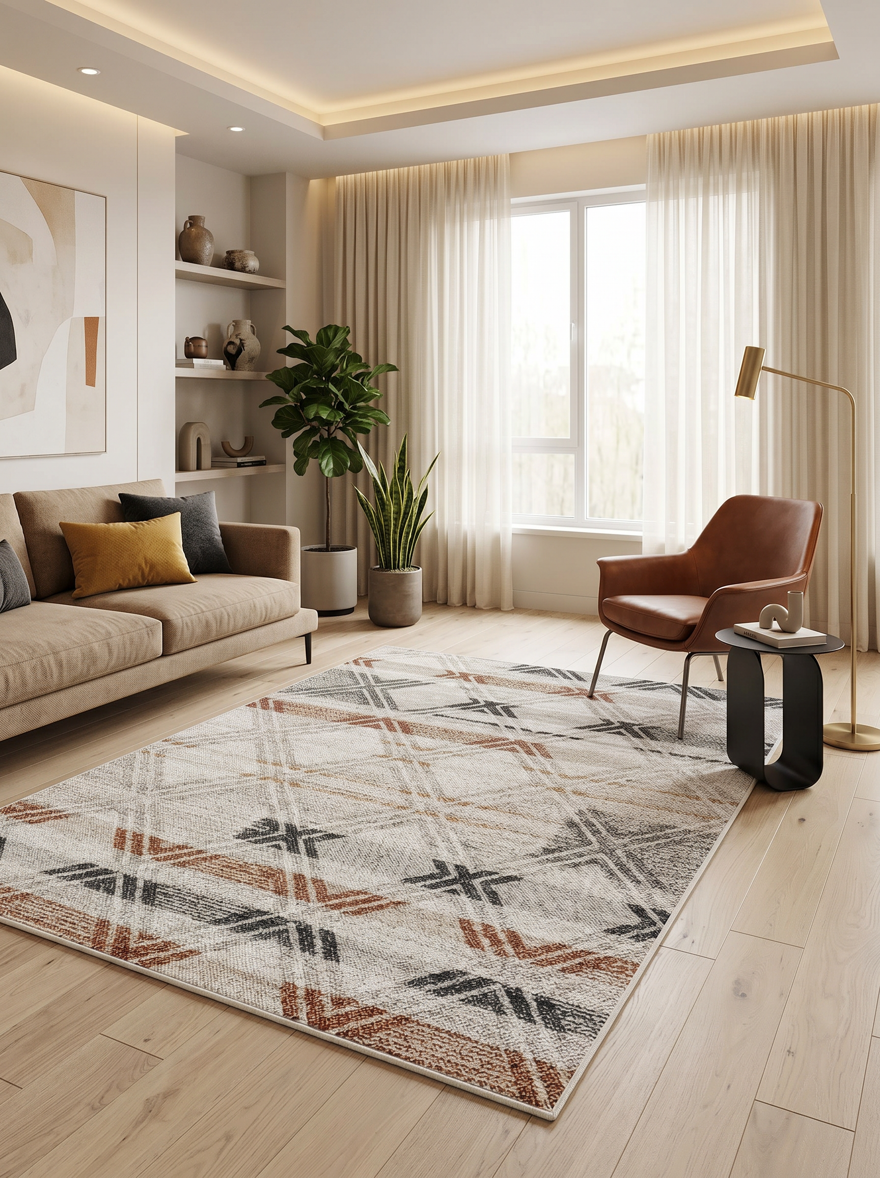 yıkanabilir kaymaz taban şönil dokuma halı 120x180 gri; kahverengi