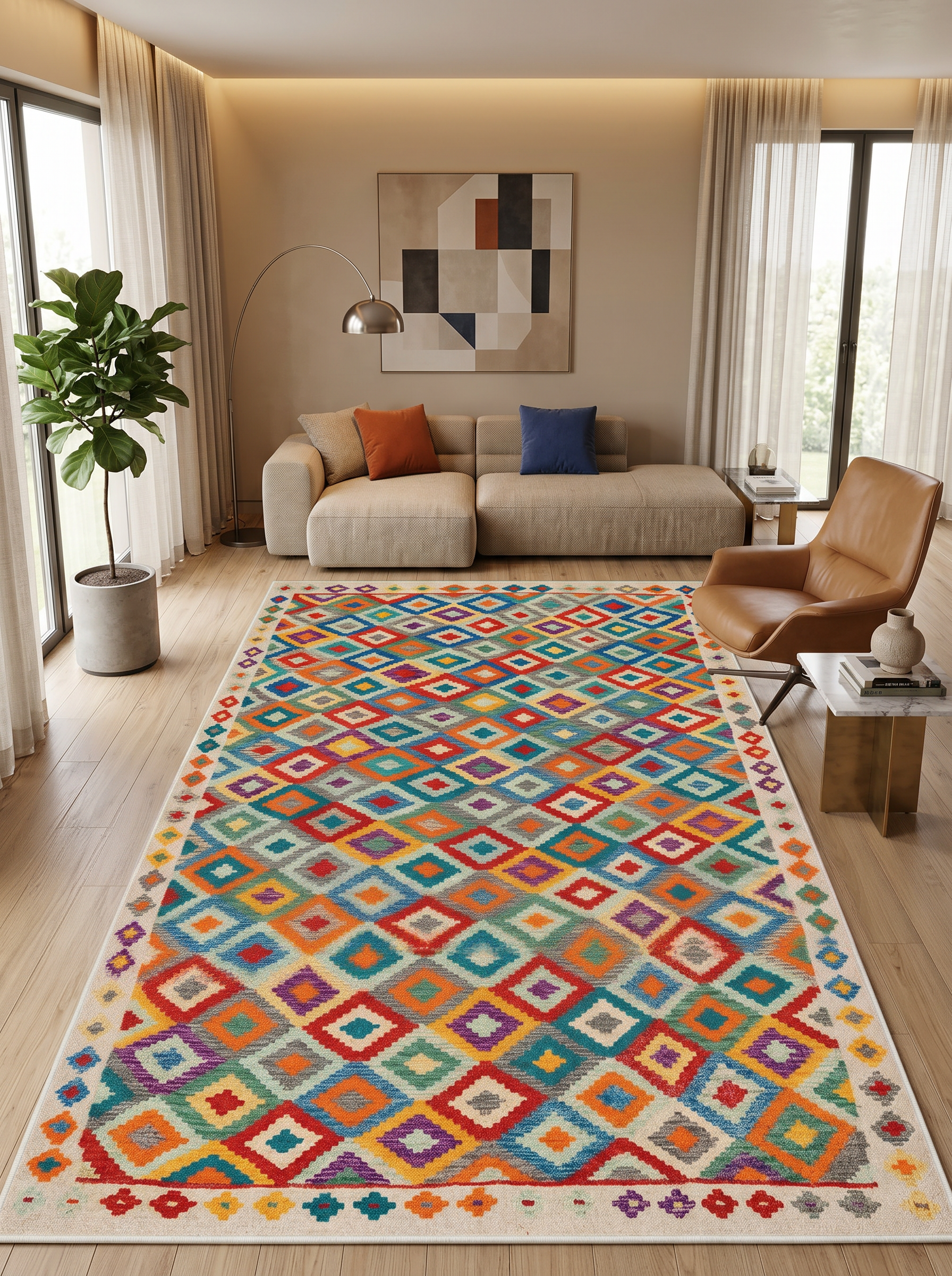 yıkanabilir kaymaz taban şönil dokuma halı 80x200 renkli
