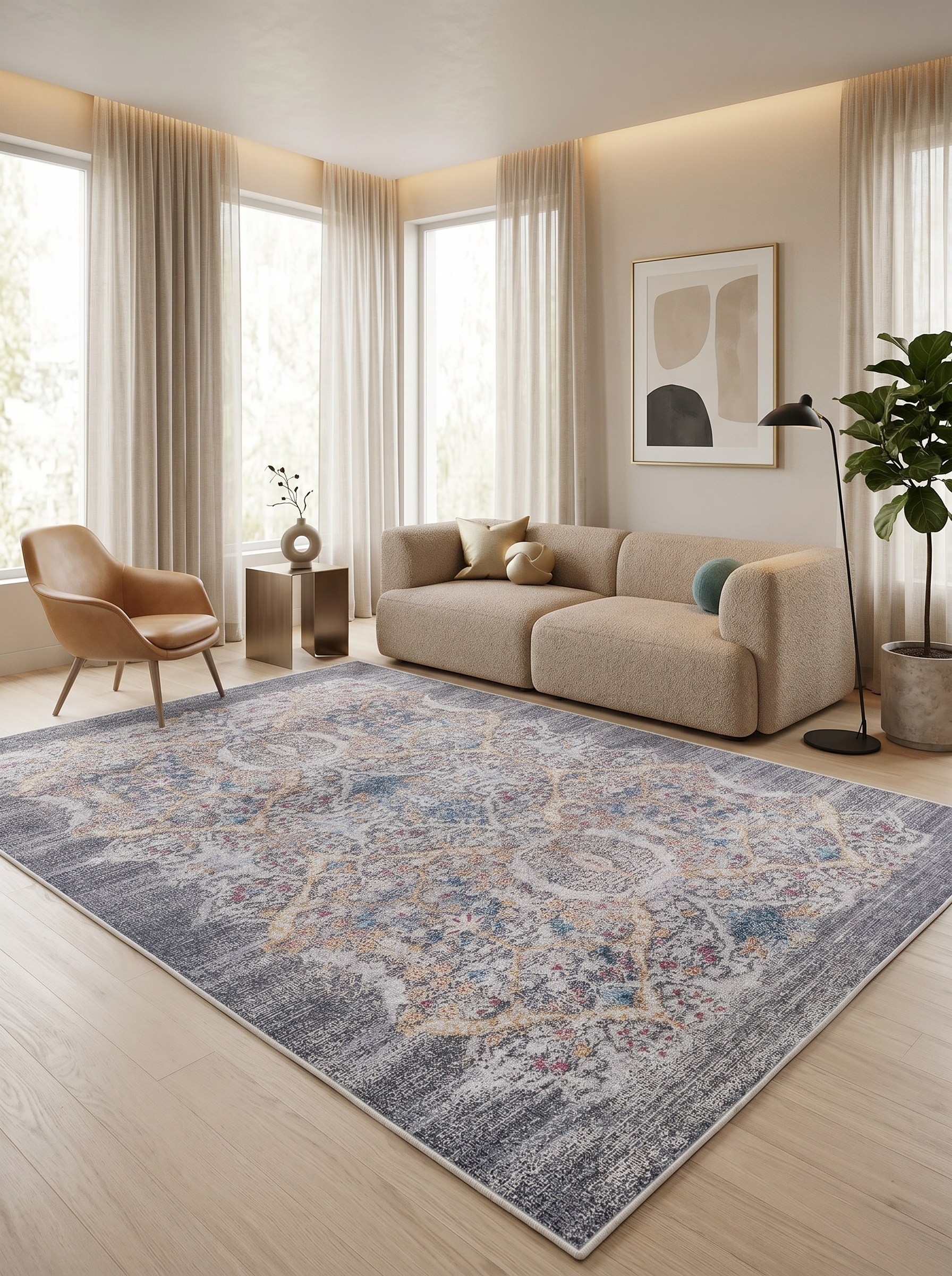 yıkanabilir kaymaz taban şönil dokuma halı 80x100 gri; renkli