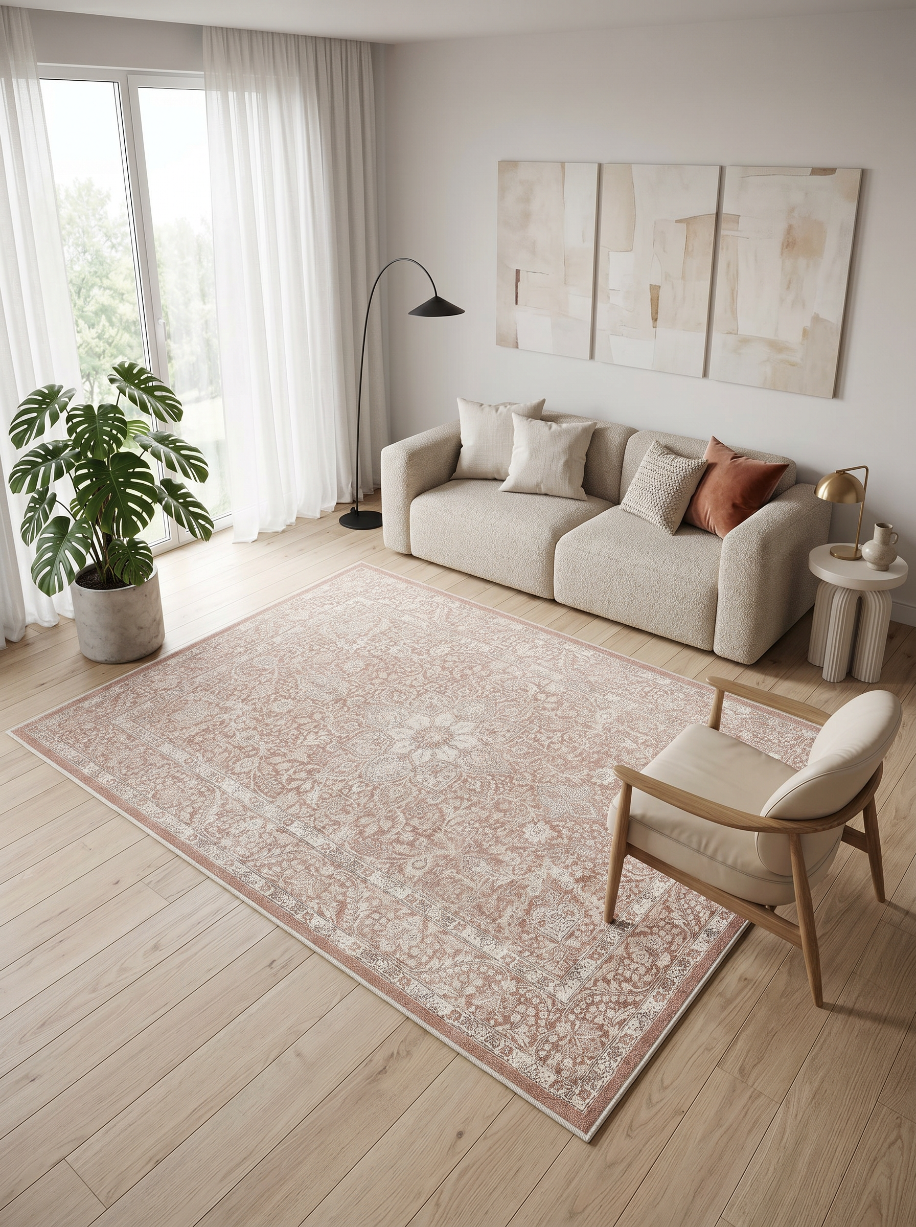 yıkanabilir kaymaz taban şönil dokuma halı 160x230 (4 m²) kahverengi; krem
