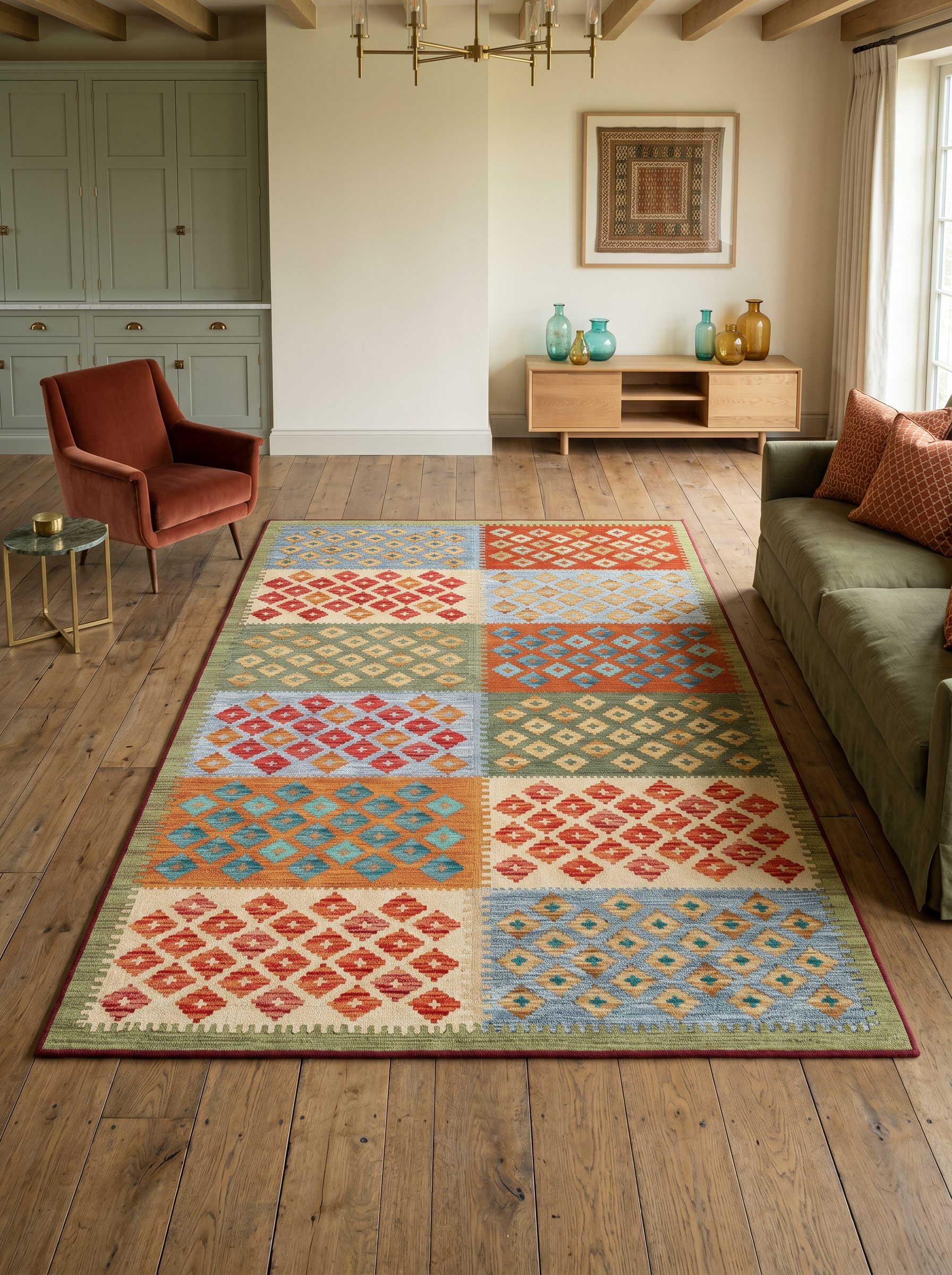 yıkanabilir kaymaz taban şönil dokuma halı 200x290 (6 m²) renkli