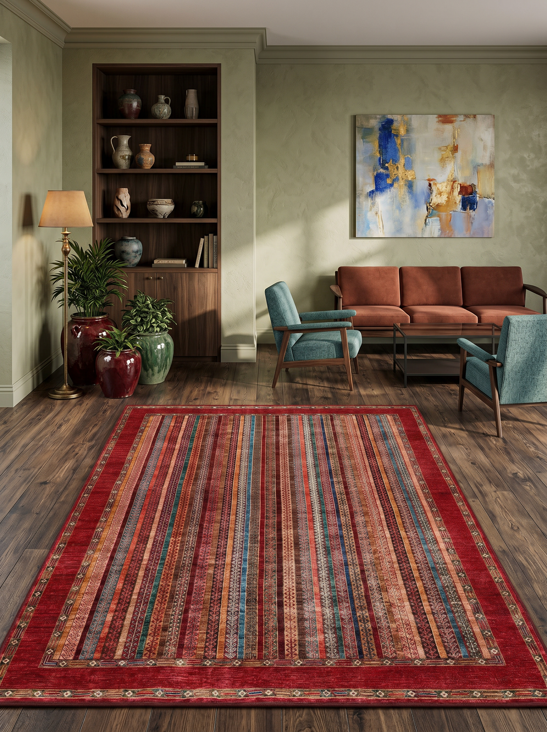 yıkanabilir kaymaz taban şönil dokuma halı 160x230 (4 m²) kirmizi; renkli