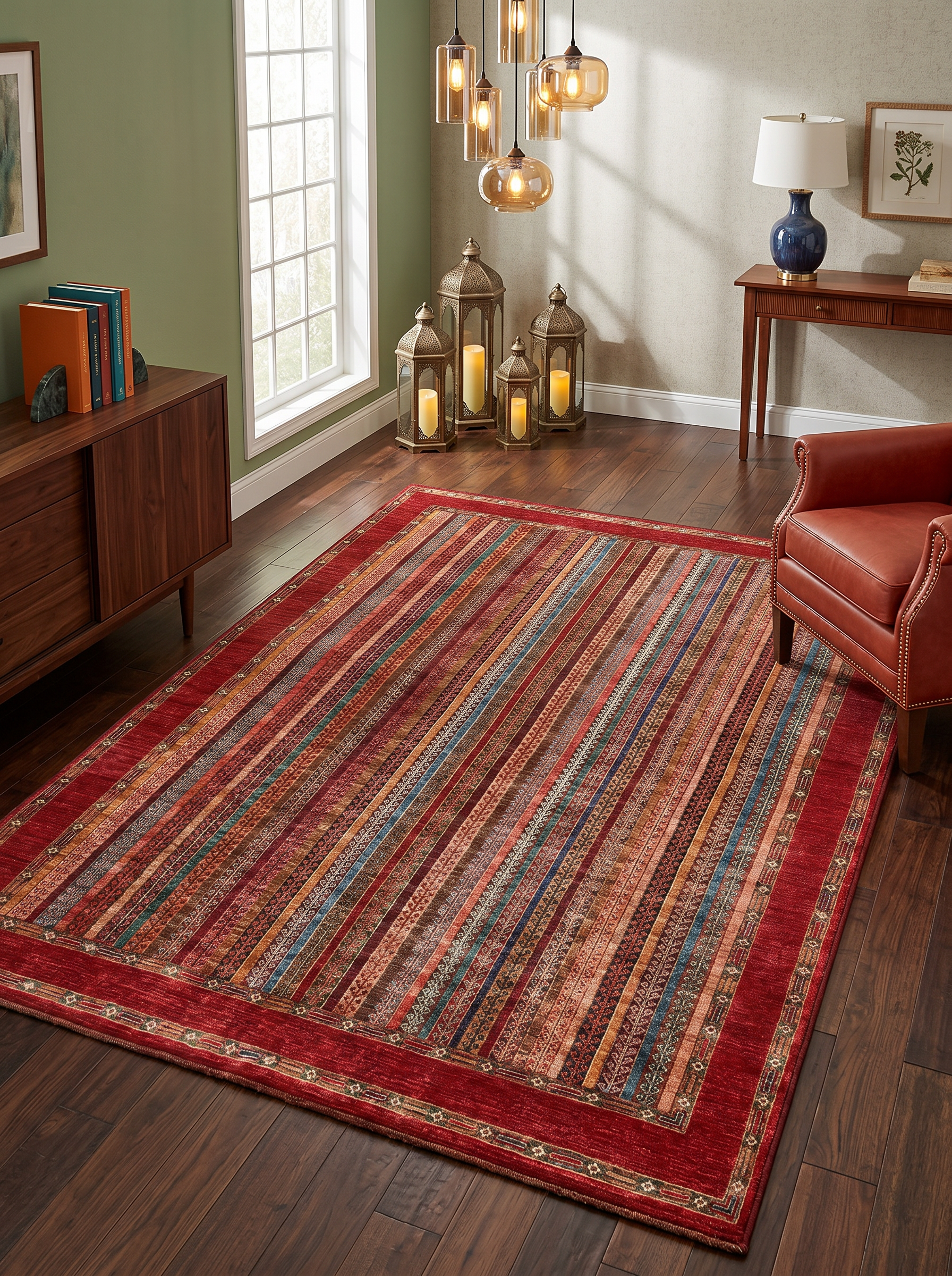 yıkanabilir kaymaz taban şönil dokuma halı 200x250 (5 m²) kirmizi; renkli