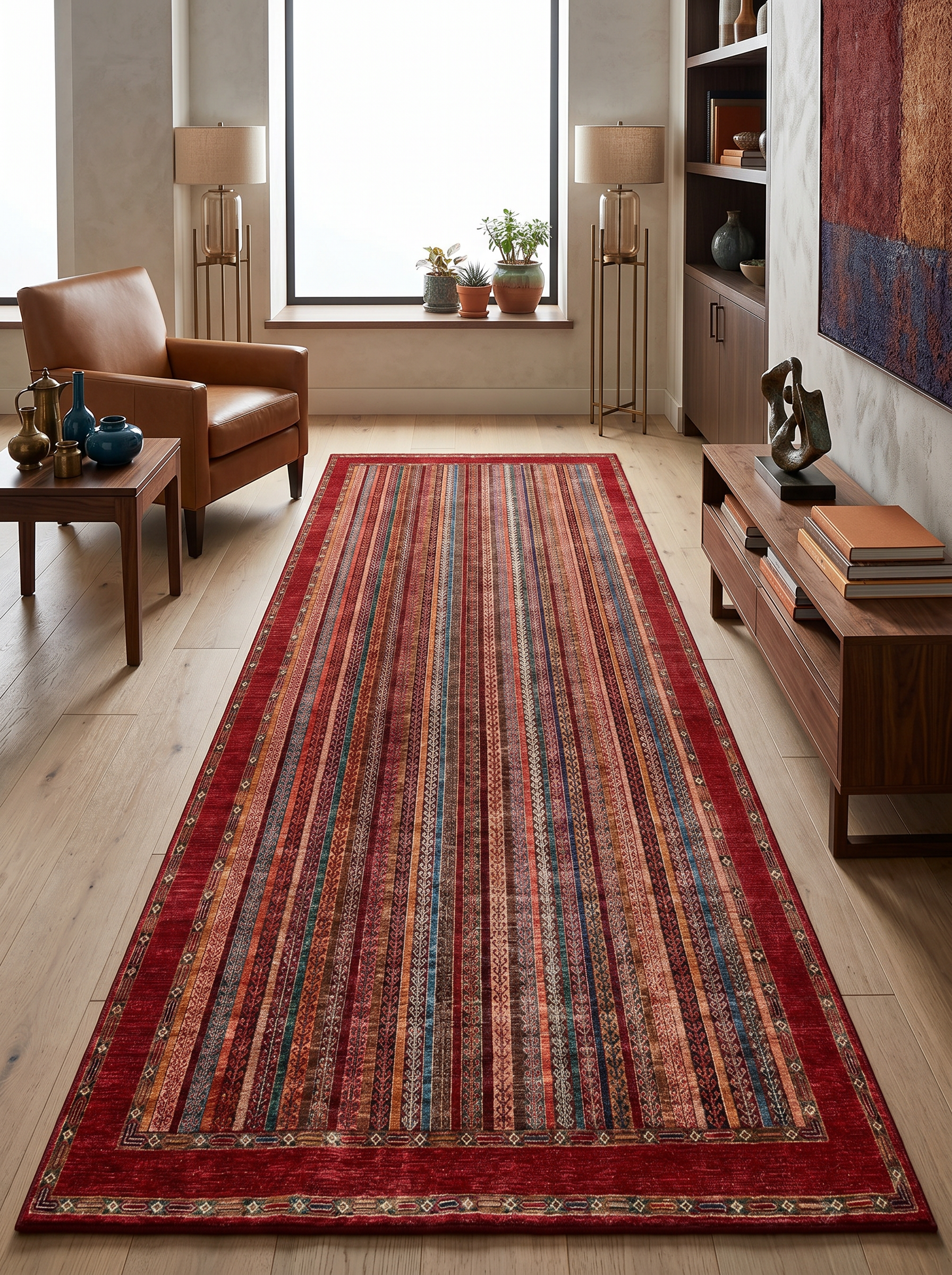 yıkanabilir kaymaz taban şönil dokuma halı 200x290 (6 m²) kirmizi; renkli