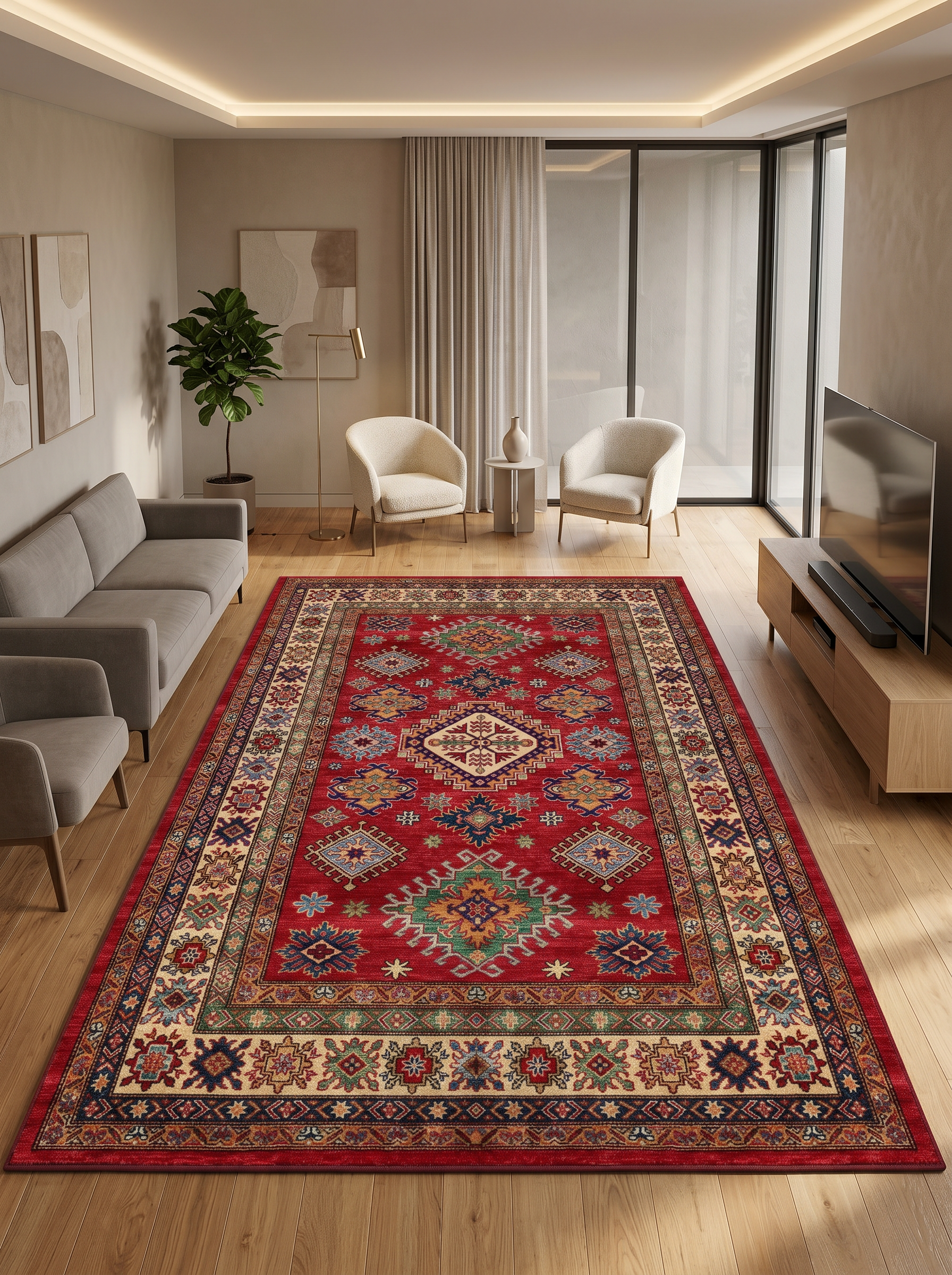 yıkanabilir kaymaz taban şönil dokuma halı 120x180 kirmizi; renkli