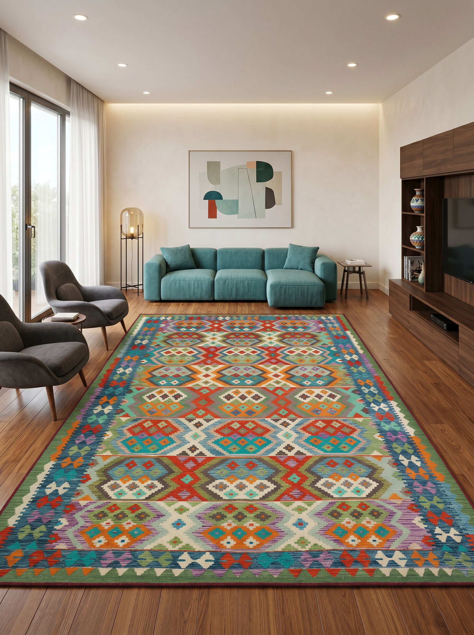 yıkanabilir kaymaz taban şönil dokuma halı 80x200 renkli