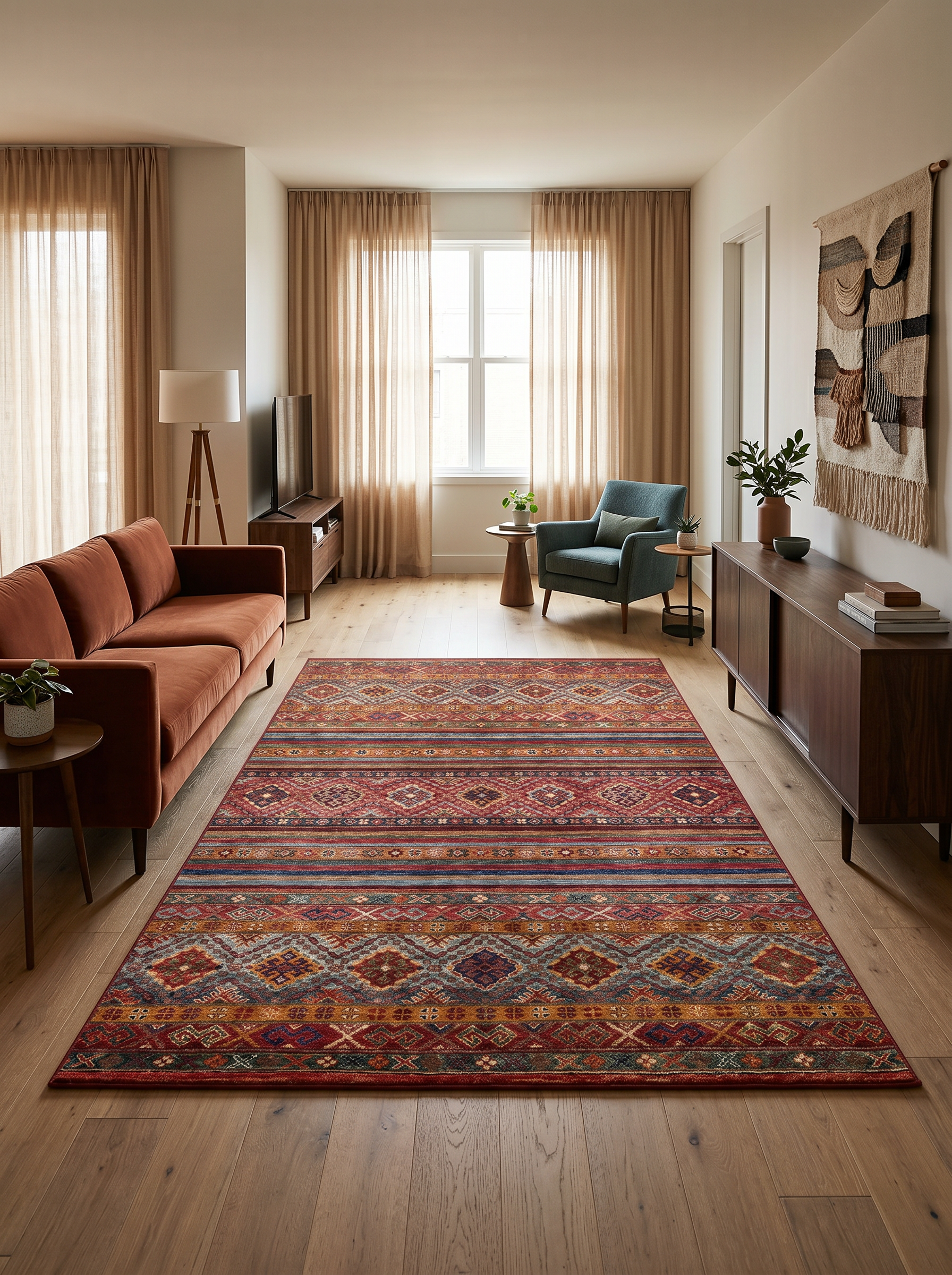 yıkanabilir kaymaz taban şönil dokuma halı 160x230 (4 m²) kirmizi; turuncu; renkli
