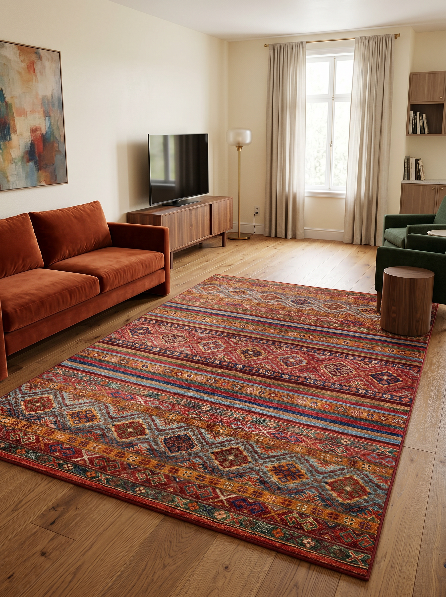 yıkanabilir kaymaz taban şönil dokuma halı 80x100 kirmizi; turuncu; renkli