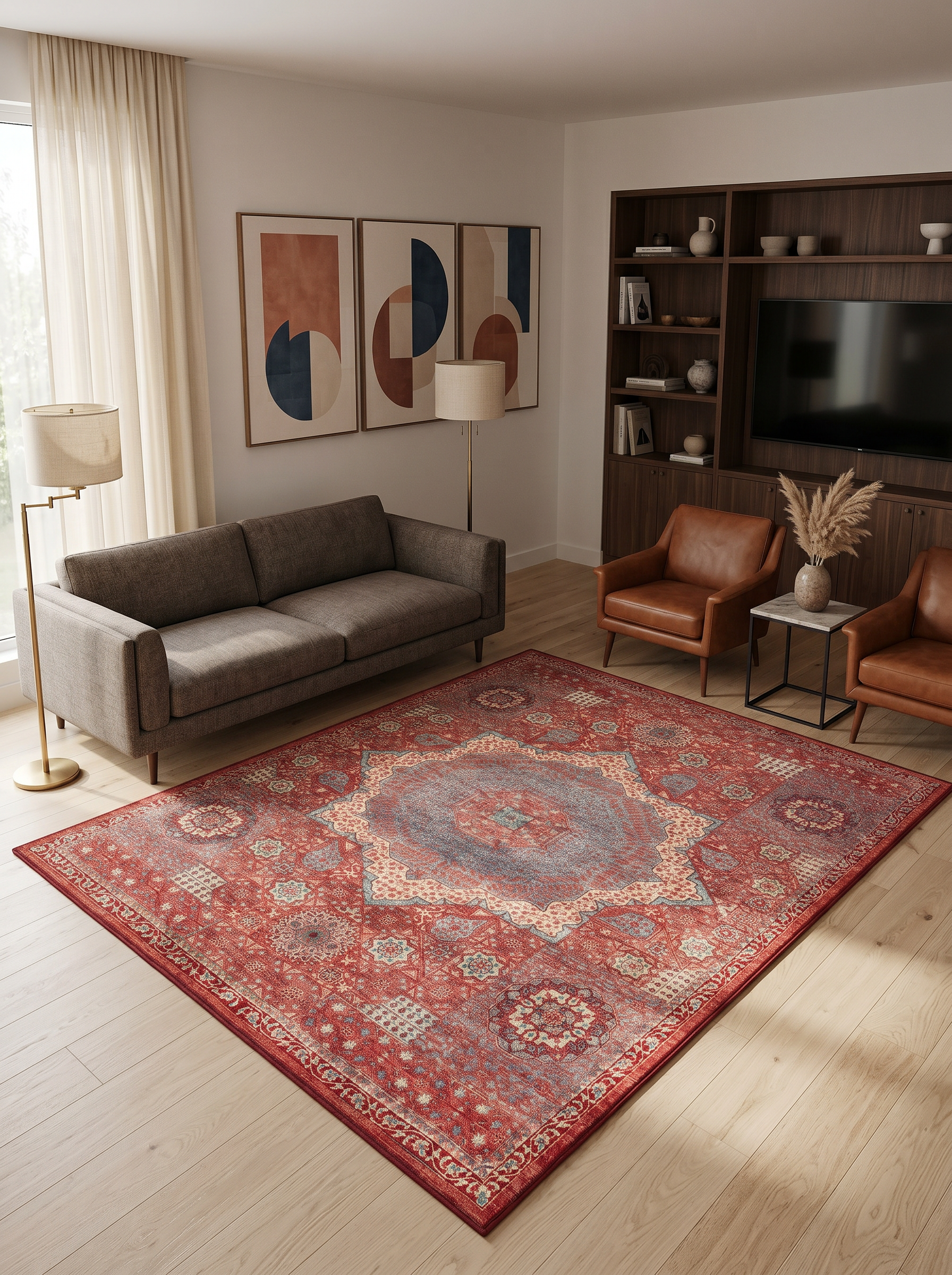 yıkanabilir kaymaz taban şönil dokuma halı 80x100 kirmizi; renkli