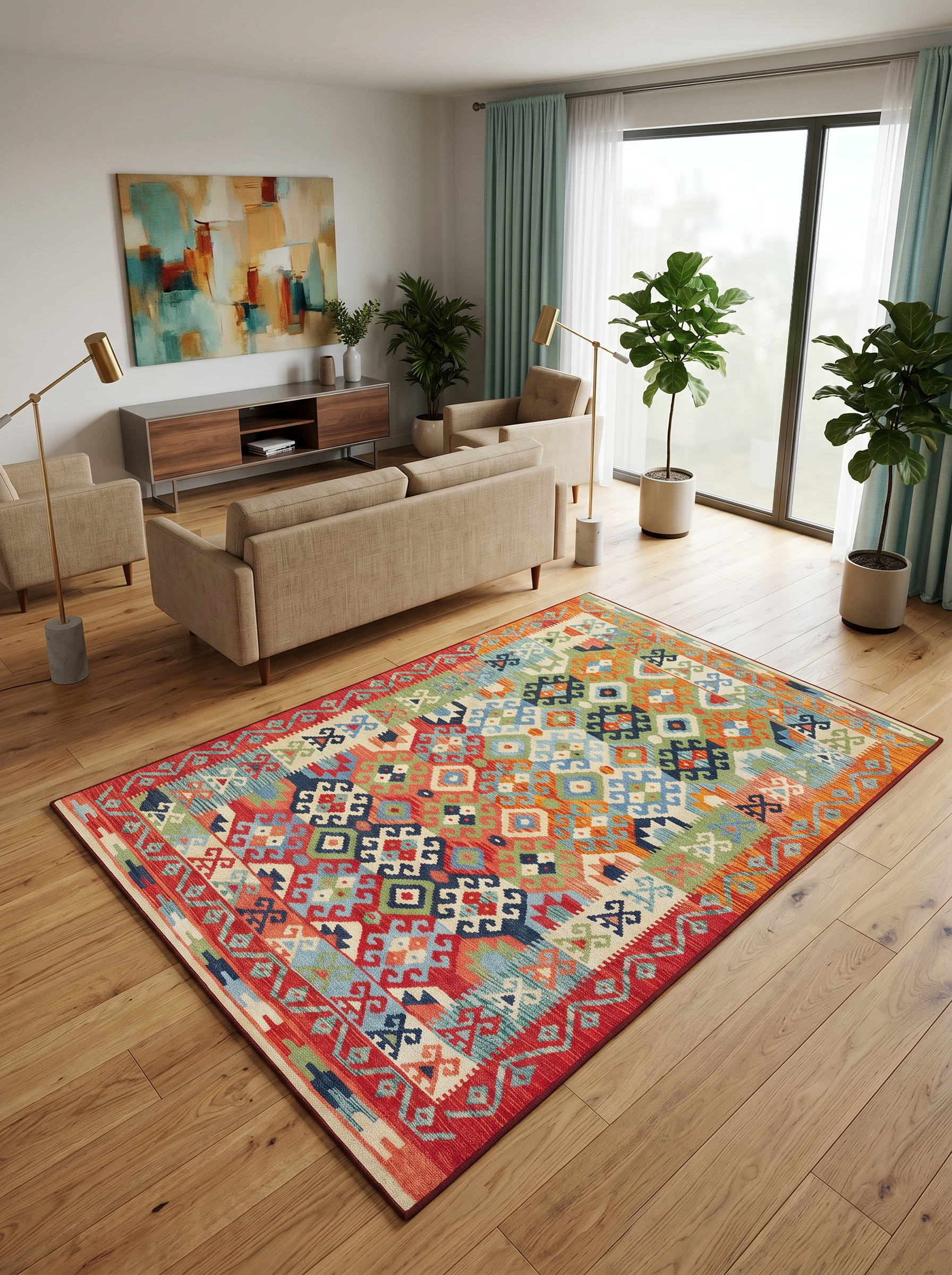 yıkanabilir kaymaz taban şönil dokuma halı 80x200 kirmizi; renkli