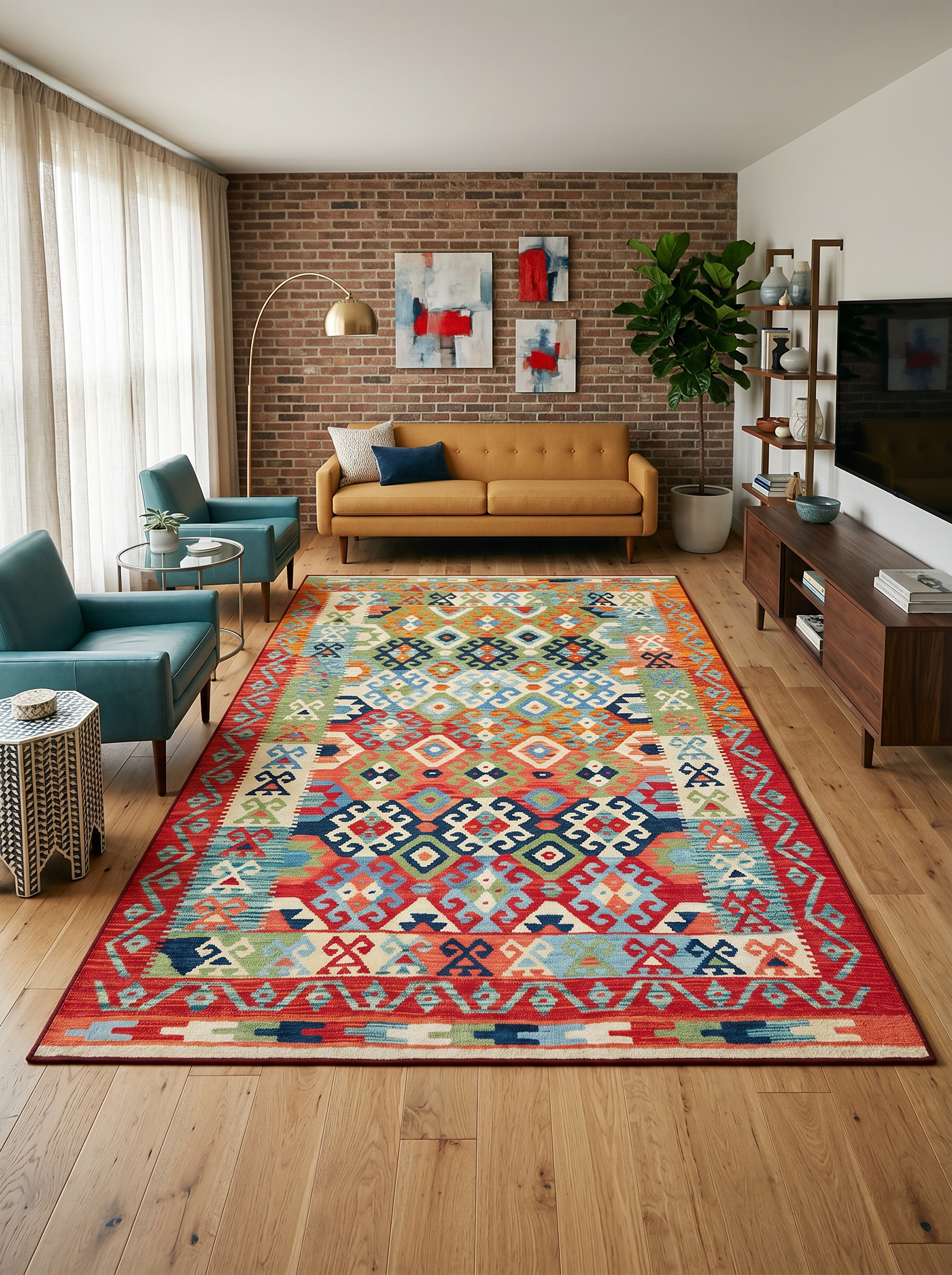yıkanabilir kaymaz taban şönil dokuma halı 200x290 (6 m²) kirmizi; renkli