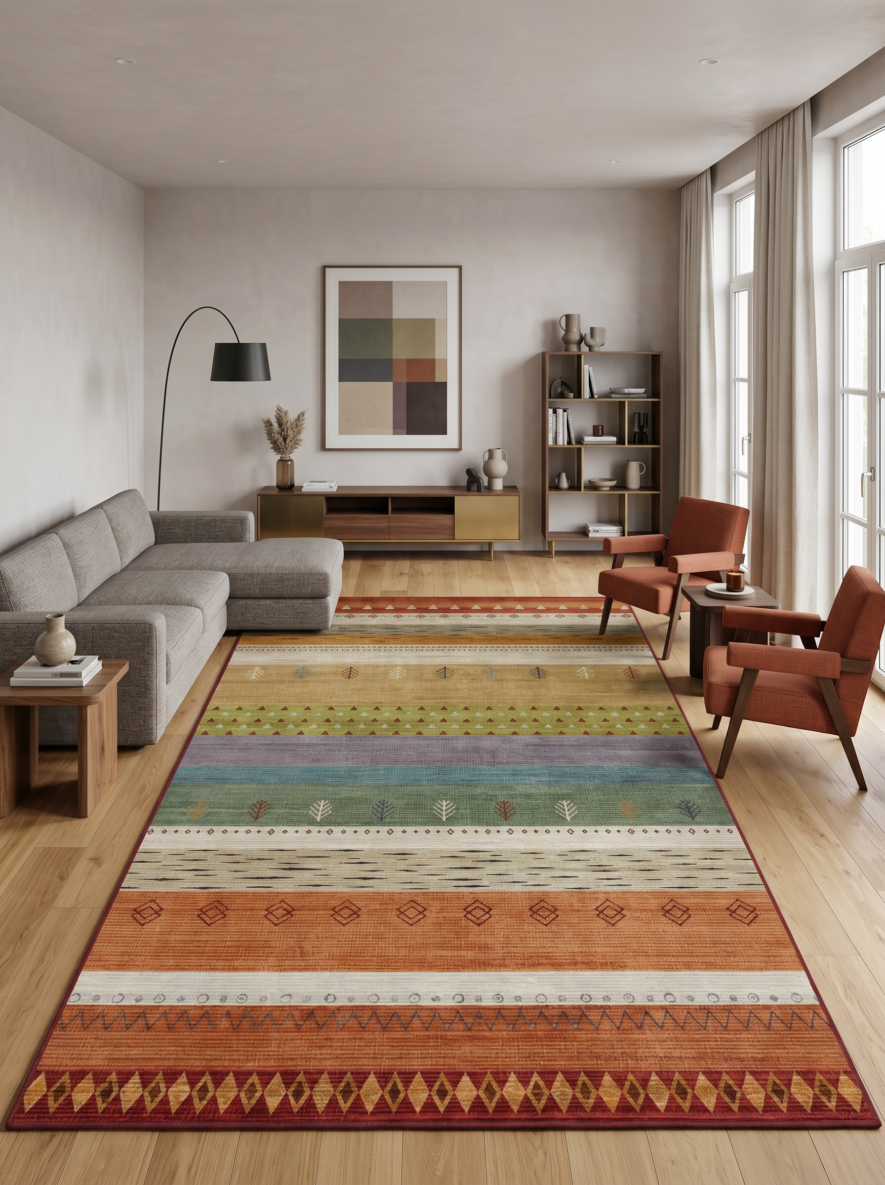 yıkanabilir kaymaz taban şönil dokuma halı 100x200 renkli